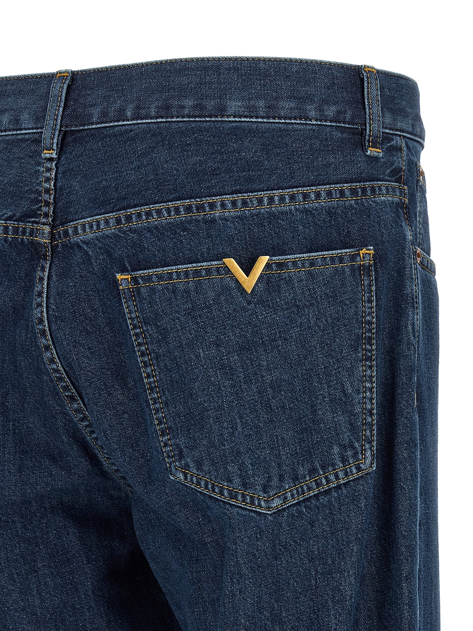 Valentino Garavani Blue Cotton Straight-Leg Men's Jeans