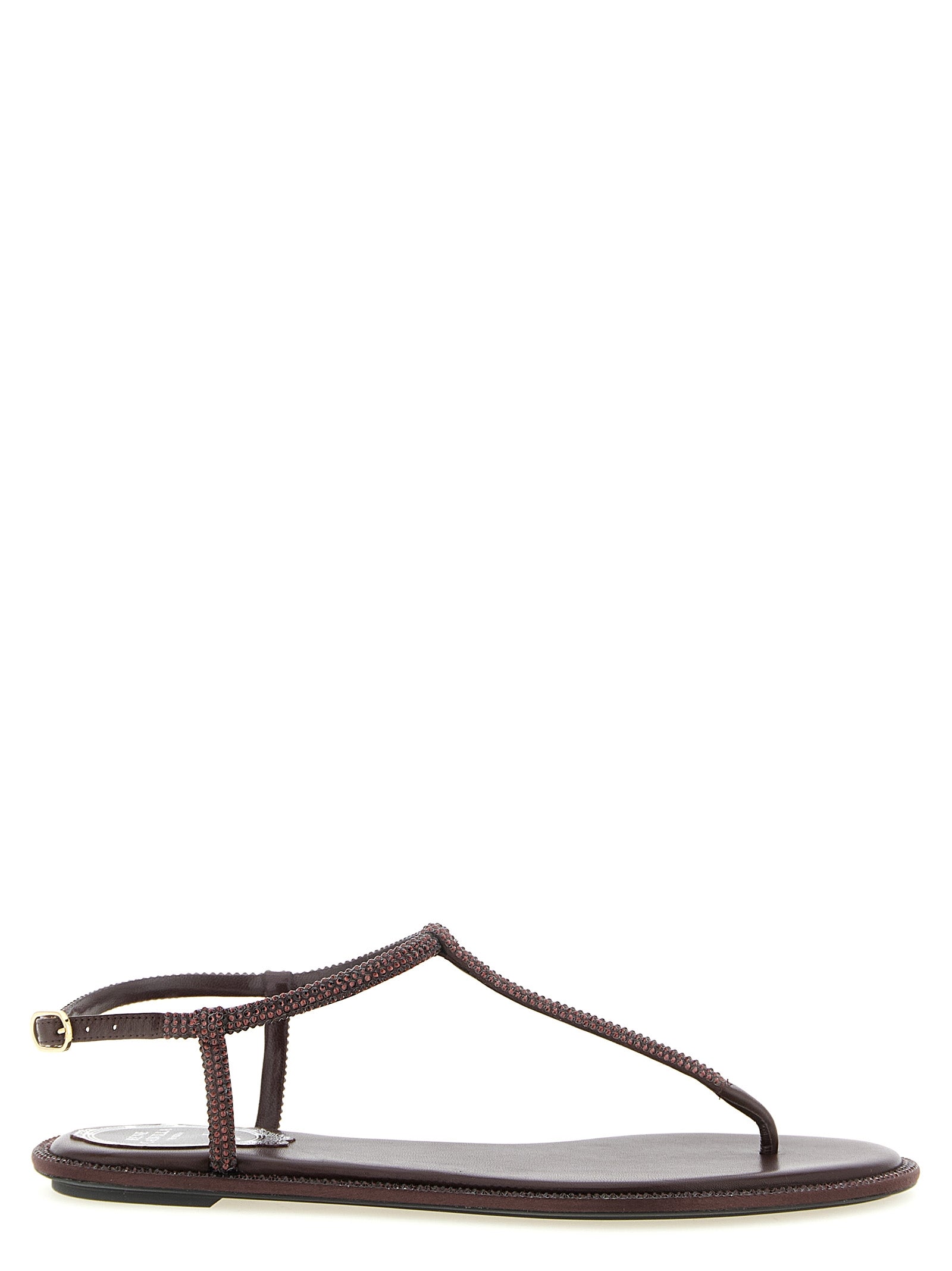 RENE CAOVILLA Brown Viscose Flat Women's Sandals