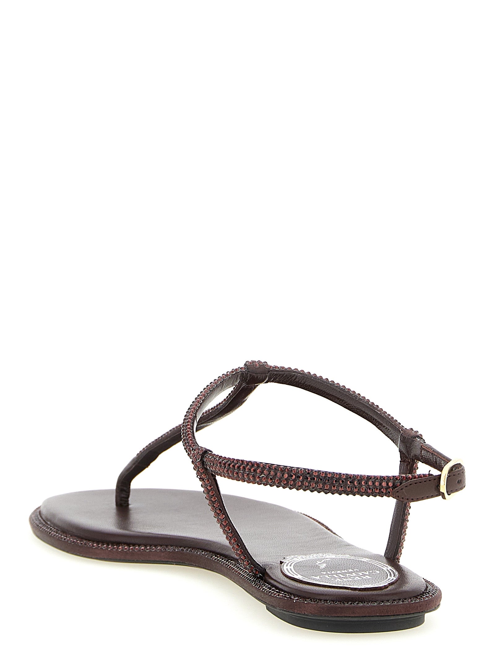 RENE CAOVILLA Brown Viscose Flat Women's Sandals