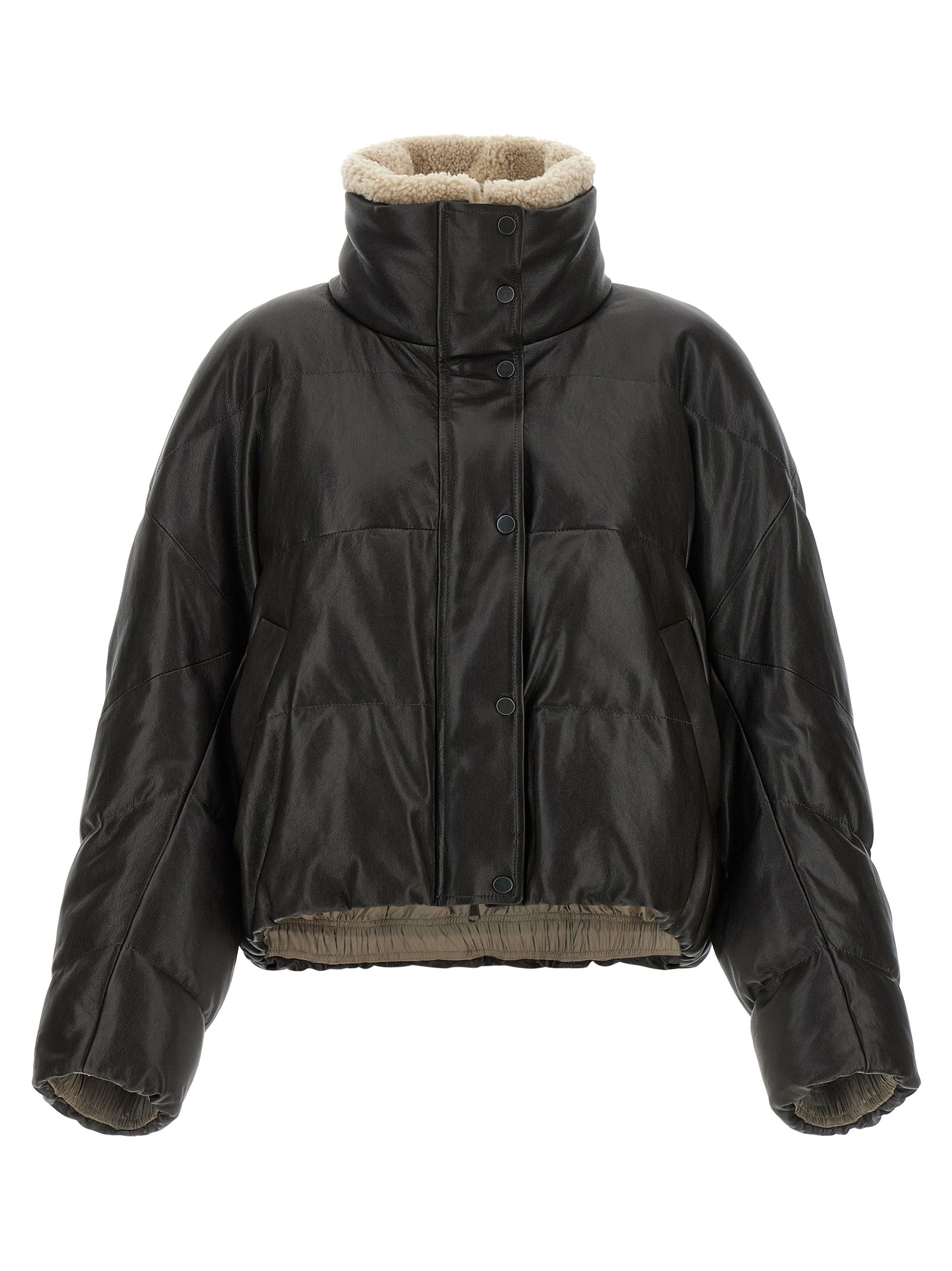 Brunello Cucinelli Brown Lamb Leather Leather Women's Jacket