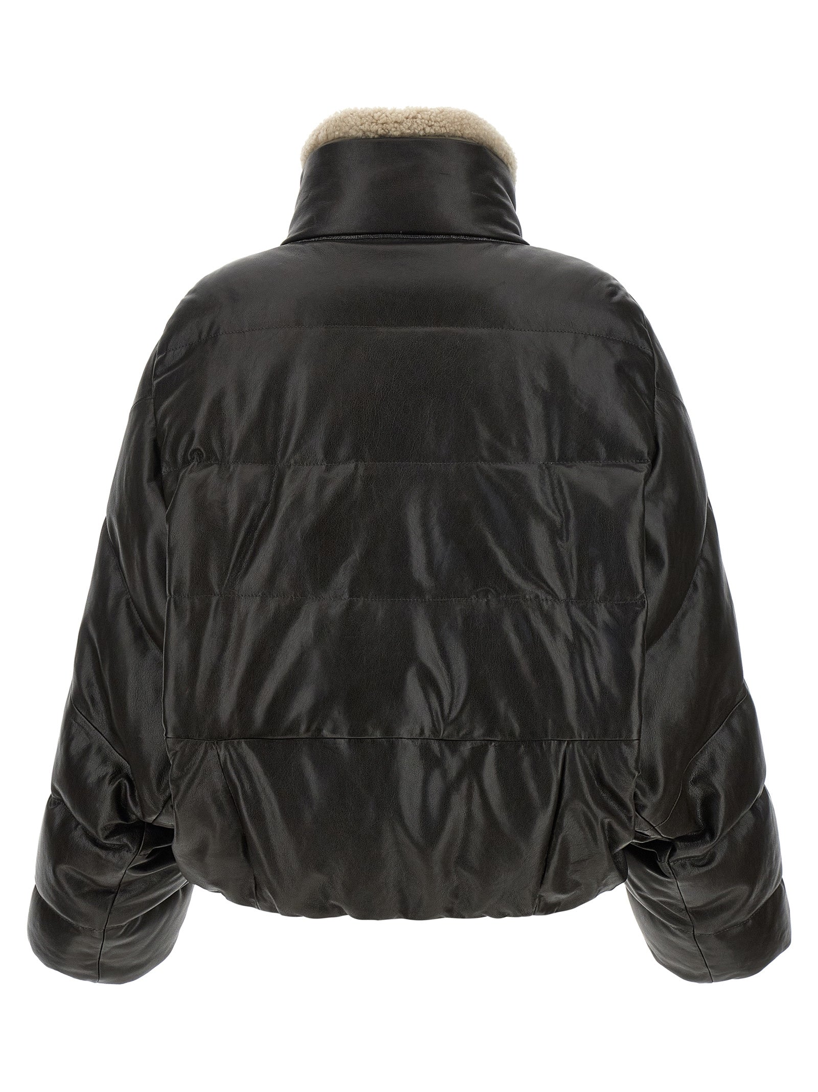 Brunello Cucinelli Brown Lamb Leather Leather Women's Jacket