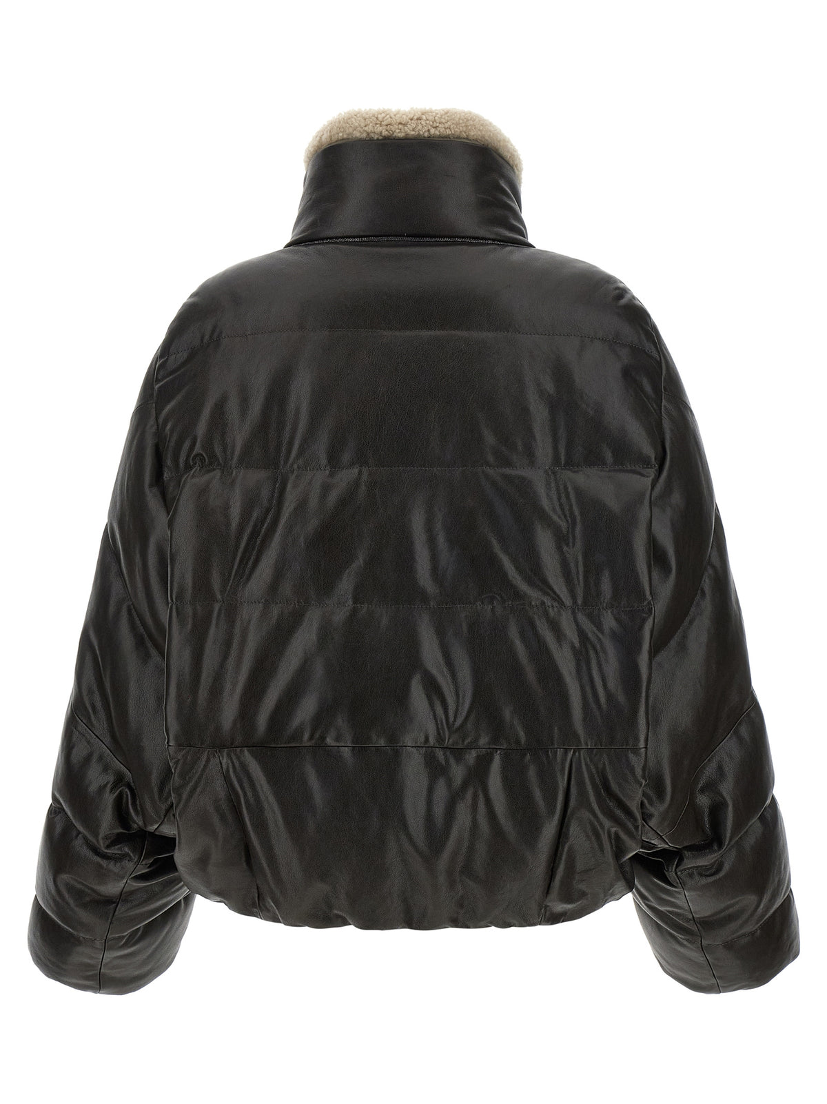 Brunello Cucinelli Brown Lamb Leather Leather Women's Jacket