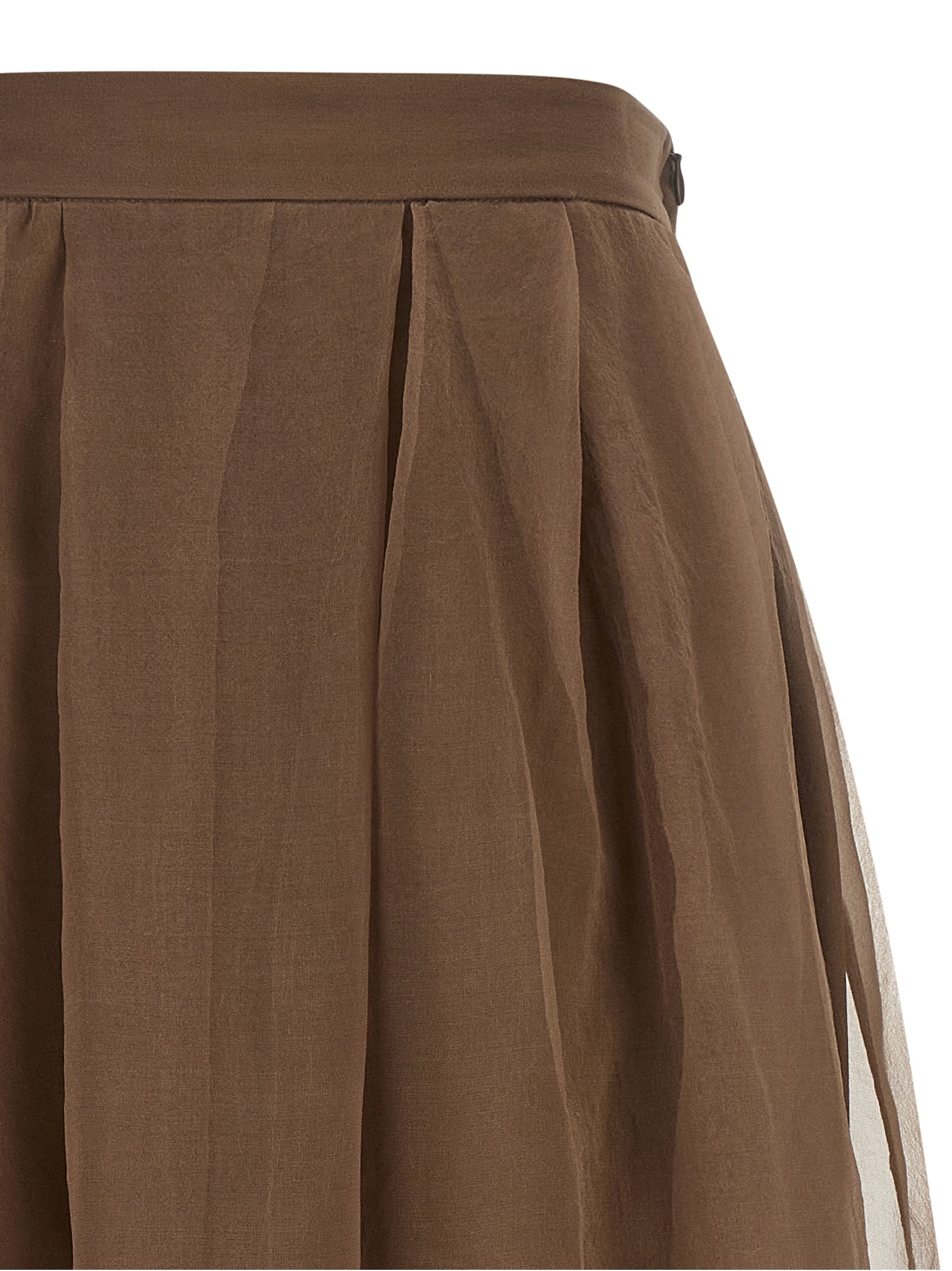 Brunello Cucinelli Brown Silk Midi Women's Skirt