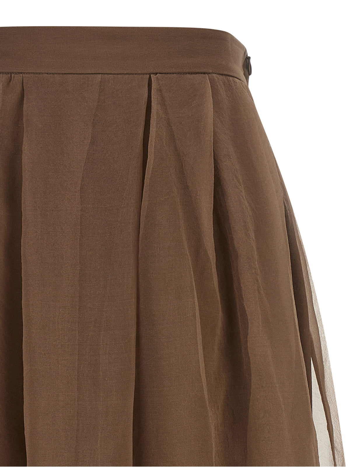 Brunello Cucinelli Brown Silk Midi Women's Skirt