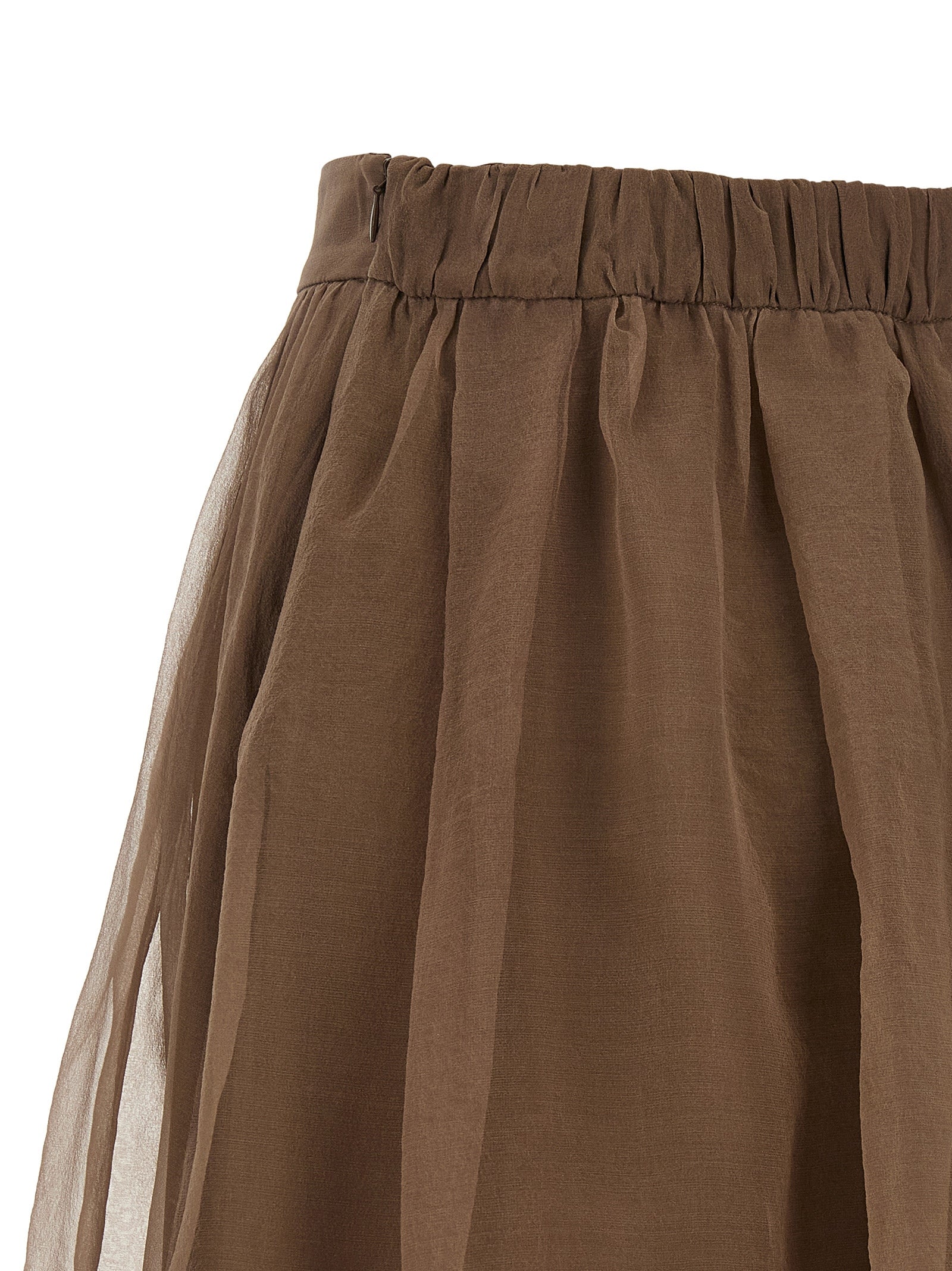 Brunello Cucinelli Brown Silk Midi Women's Skirt