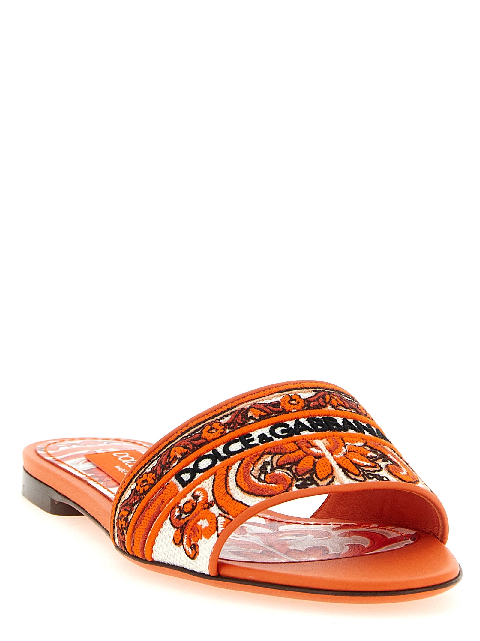 Dolce & Gabbana Orange Cotton Women's Slides