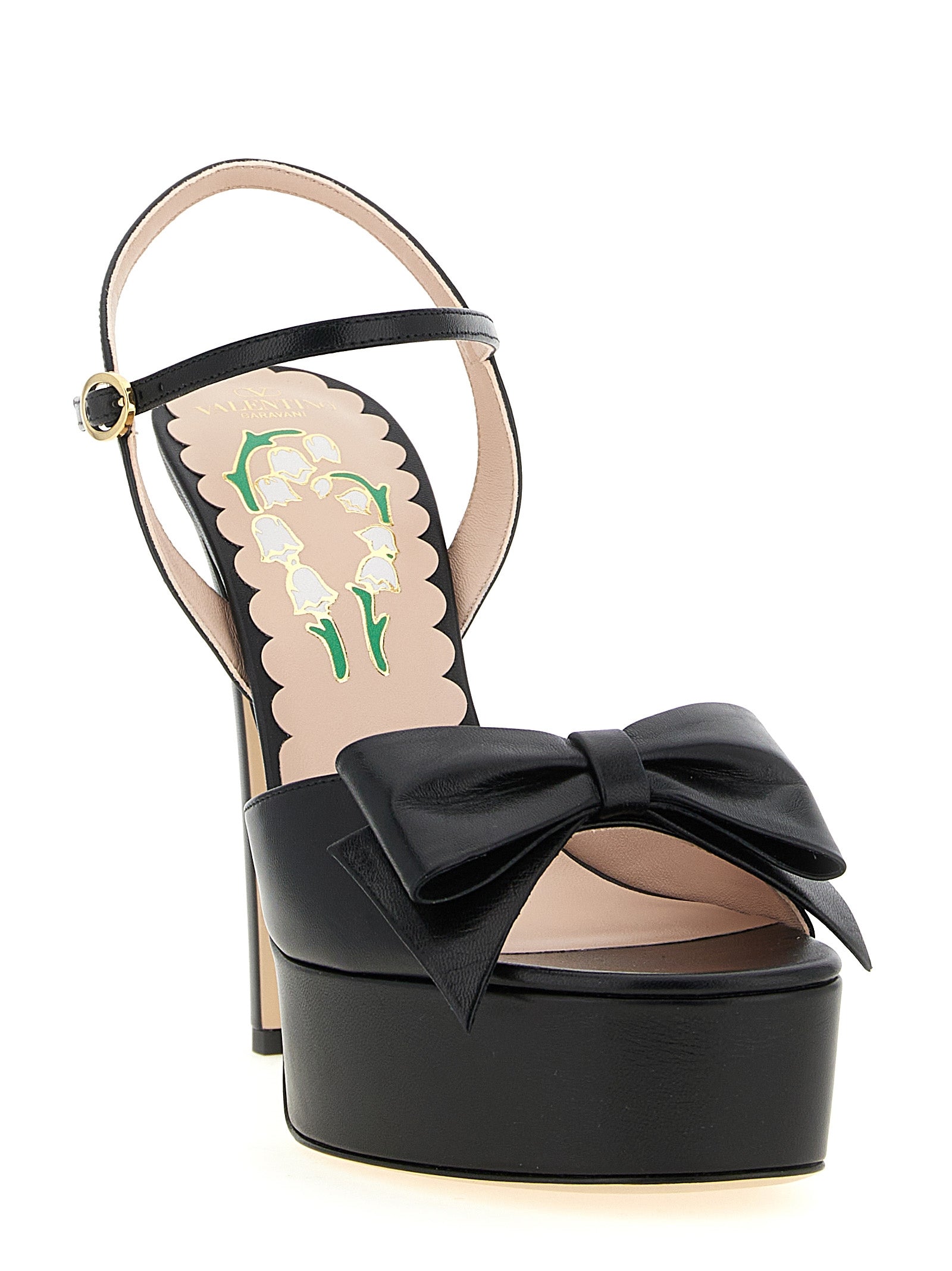 Valentino Garavani Black Calfskin Stiletto Heel Women's Sandals