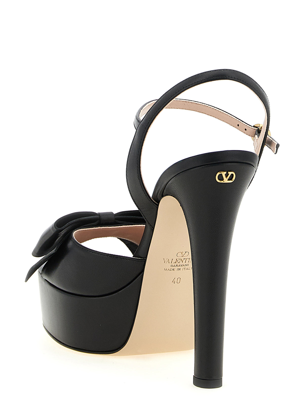 Valentino Garavani Black Calfskin Stiletto Heel Women's Sandals