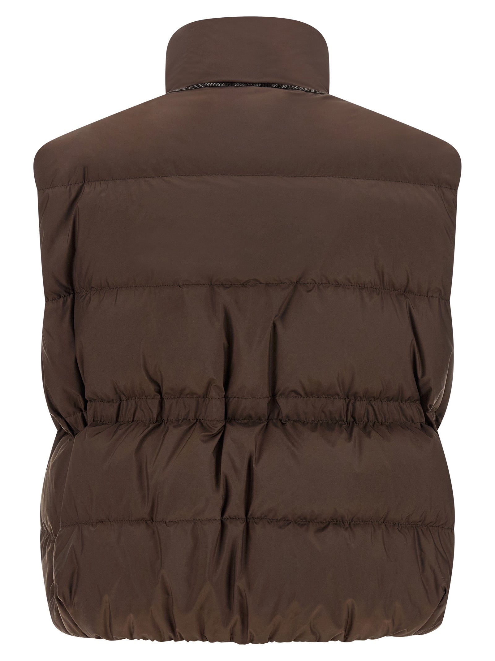 Brunello Cucinelli Brown Polyester Sleeveless Women's Jacket