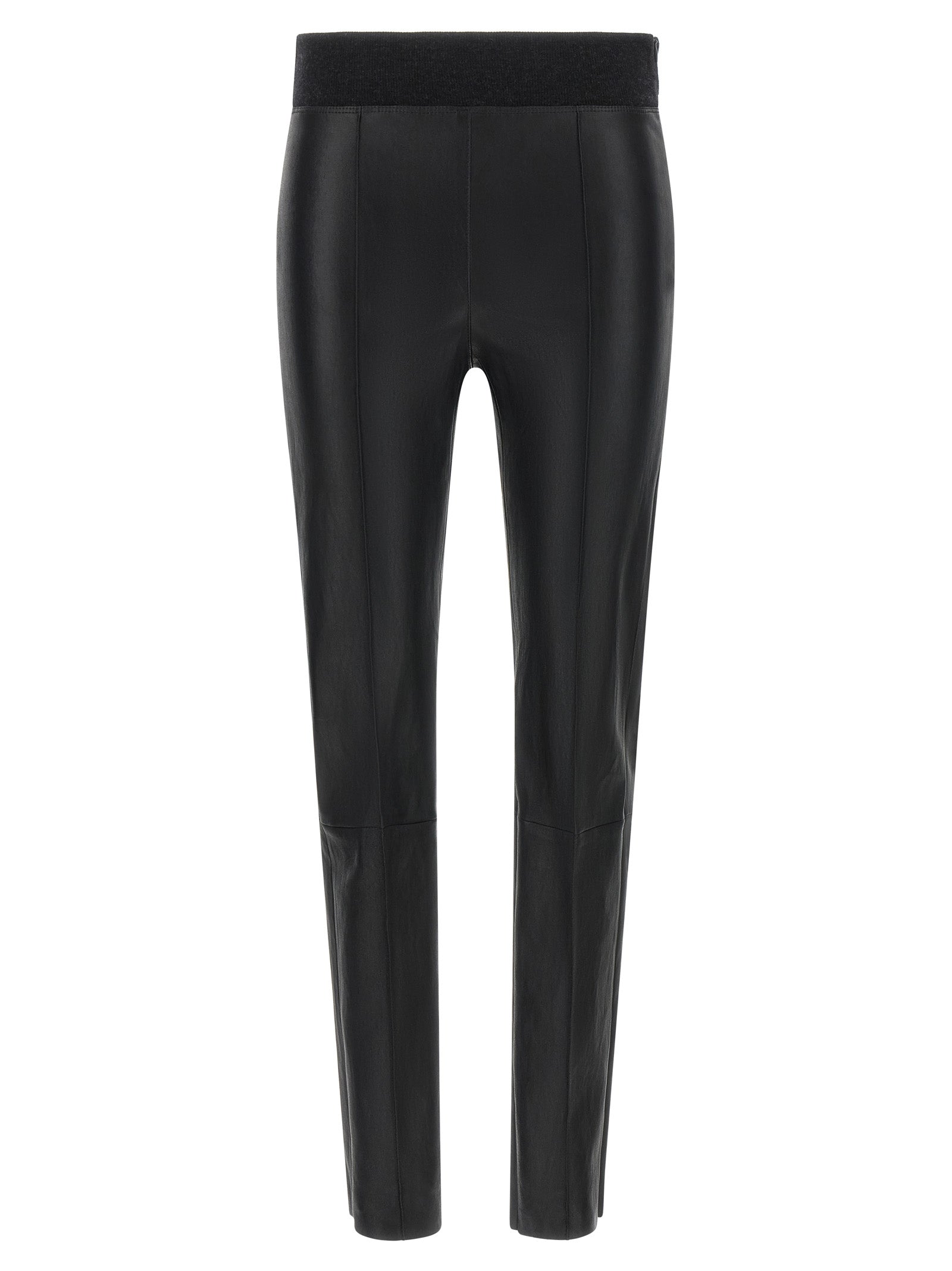 Brunello Cucinelli Black Lamb Leather Women's Leggings