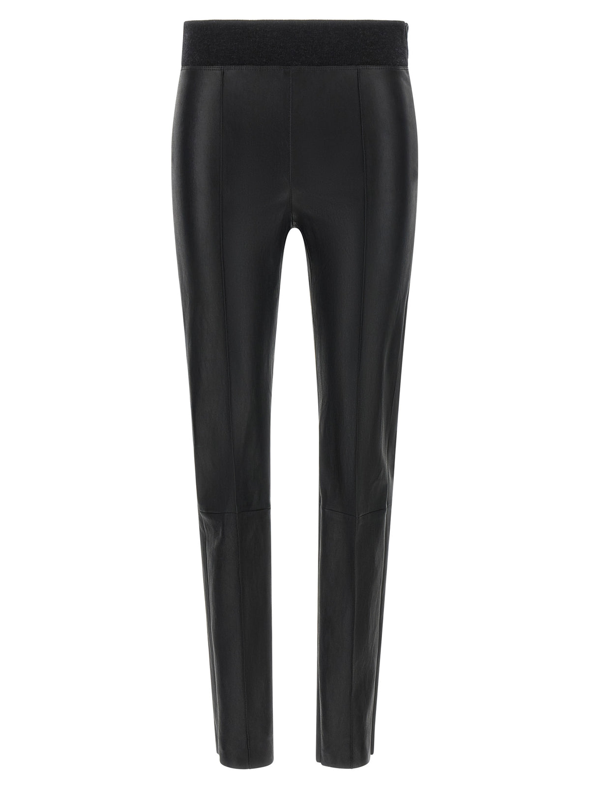 Brunello Cucinelli Black Lamb Leather Women's Leggings