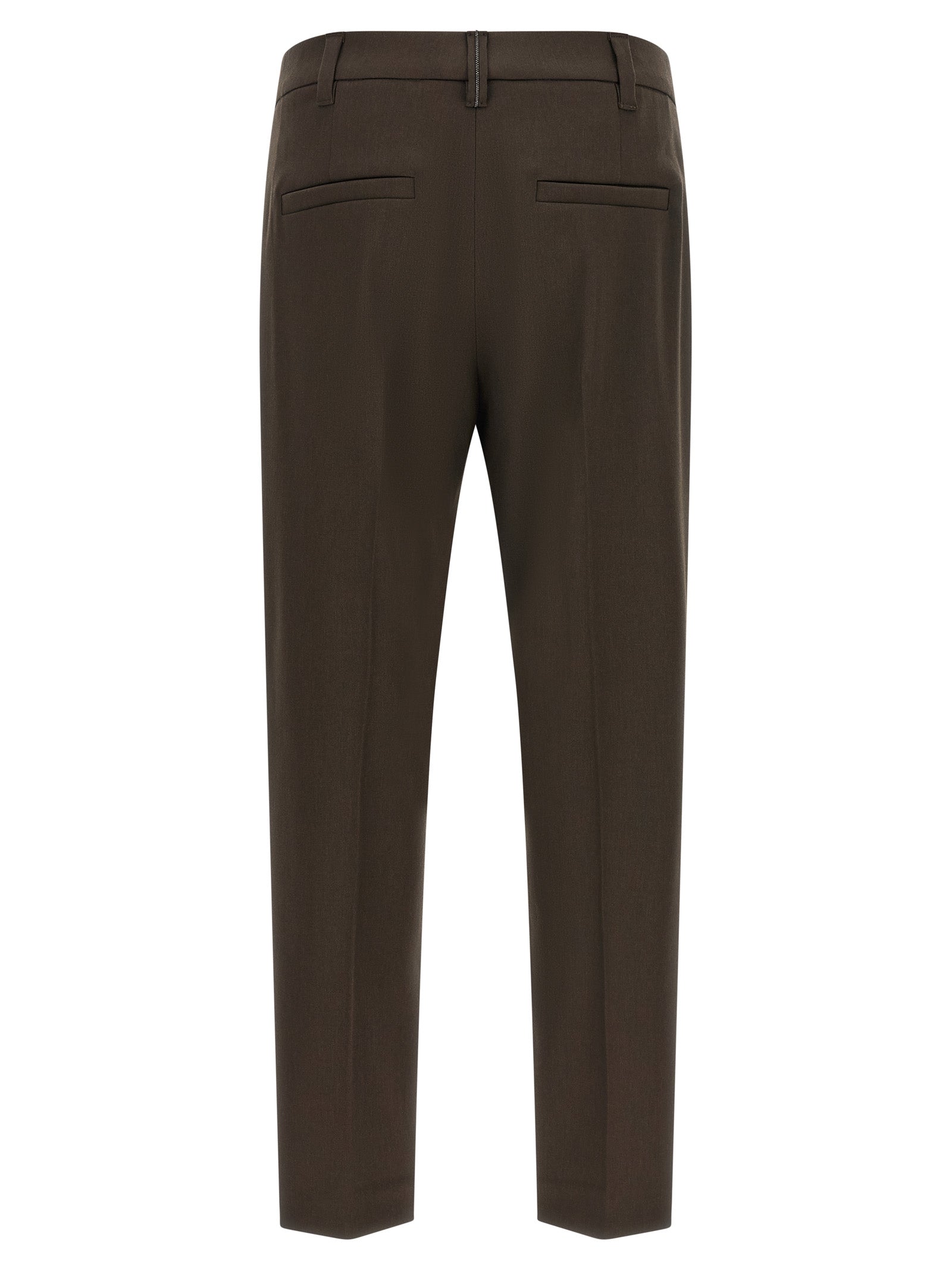 Brunello Cucinelli Brown Virgin Wool Dress Women's Pants