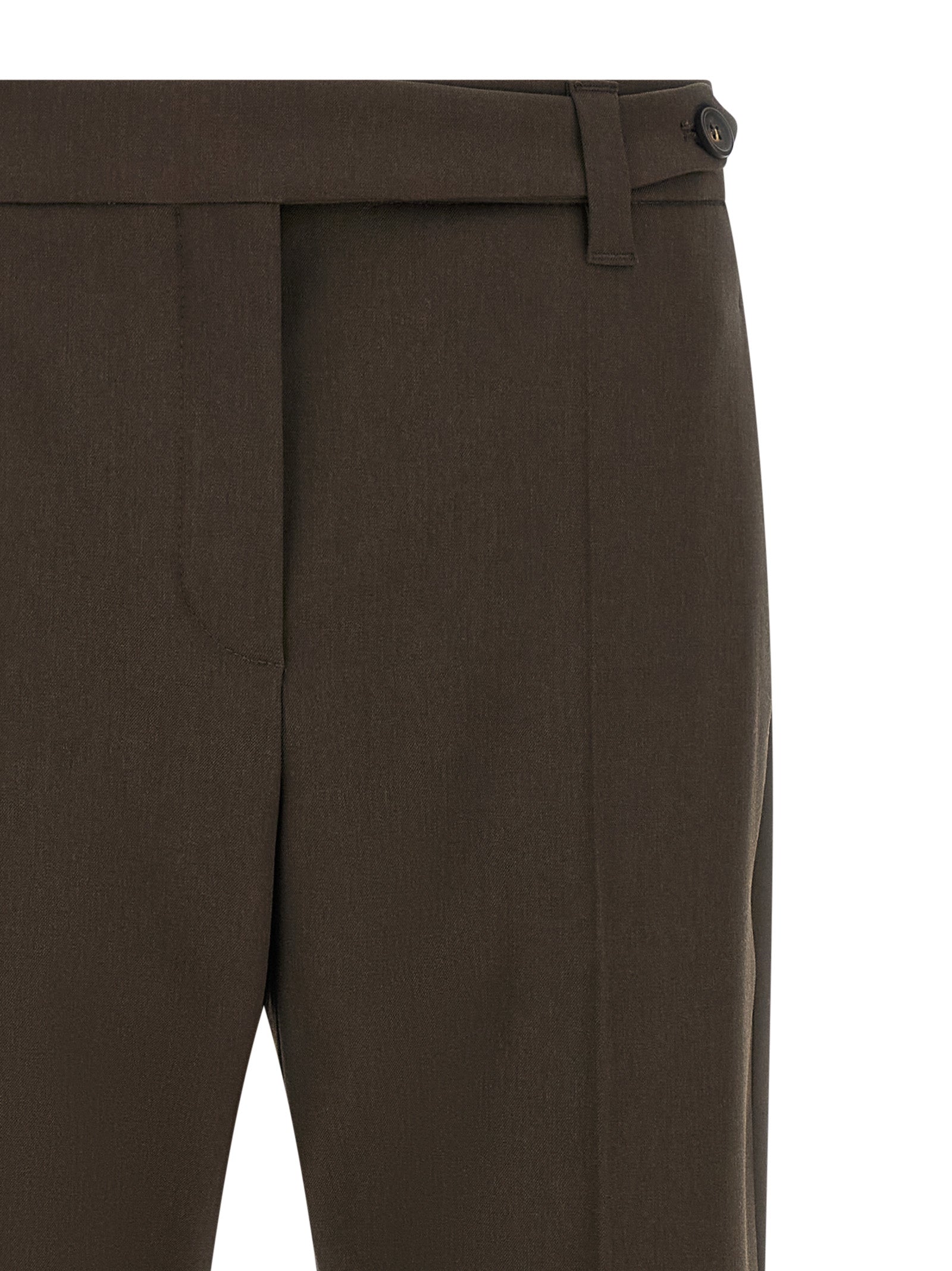 Brunello Cucinelli Brown Virgin Wool Dress Women's Pants