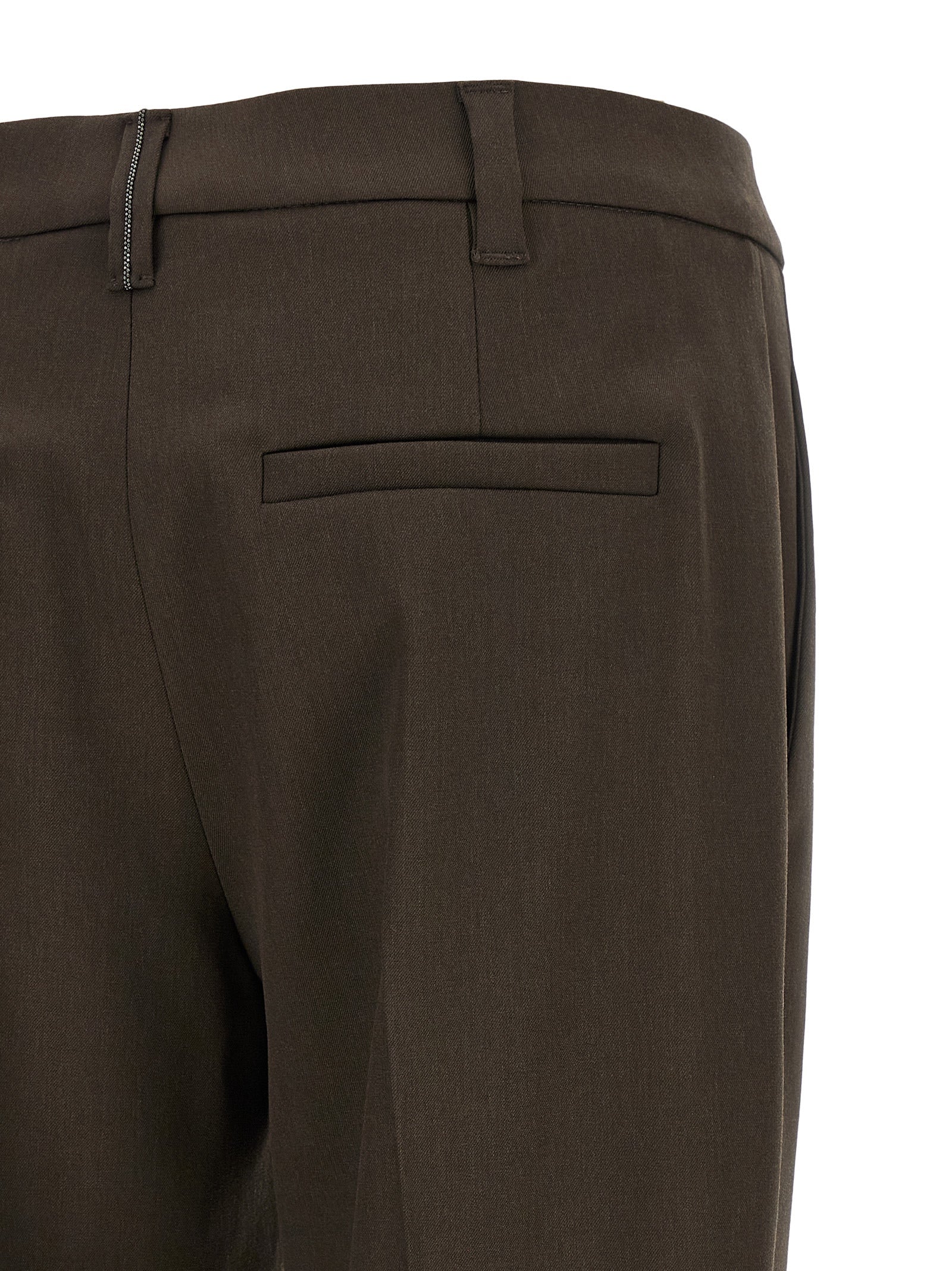 Brunello Cucinelli Brown Virgin Wool Dress Women's Pants