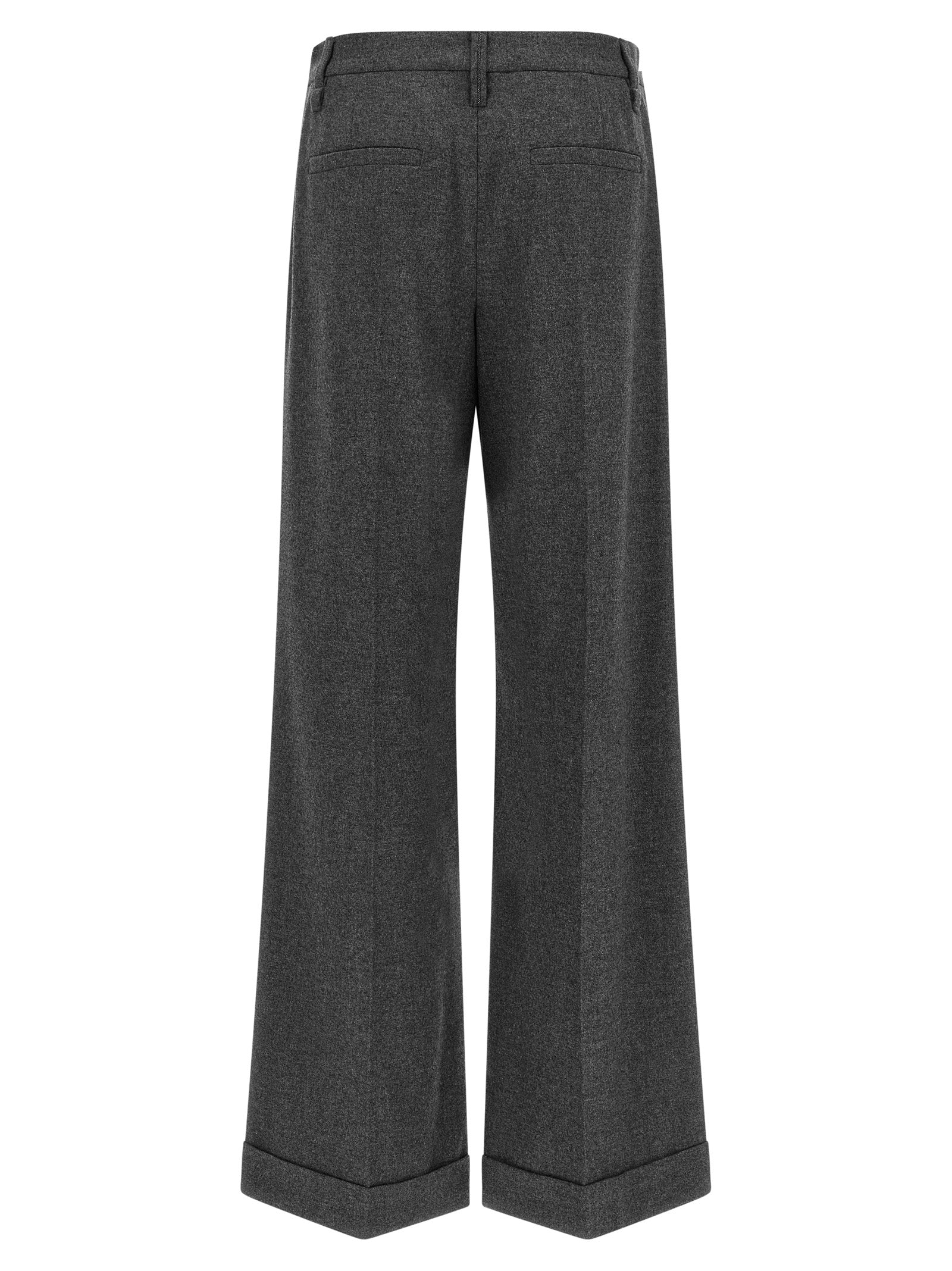 Brunello Cucinelli Gray Virgin Wool Casual Women's Pants