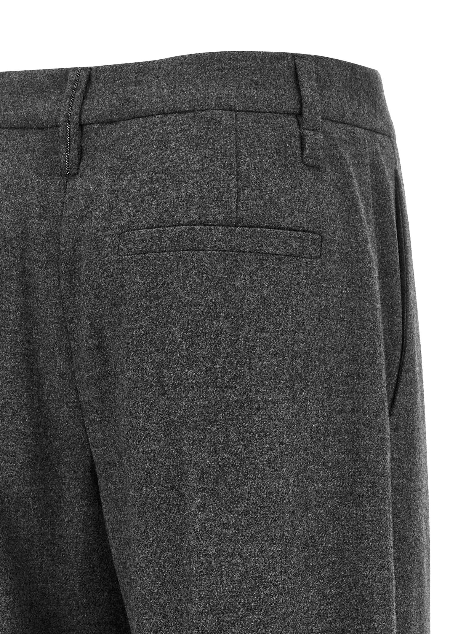 Brunello Cucinelli Gray Virgin Wool Casual Women's Pants