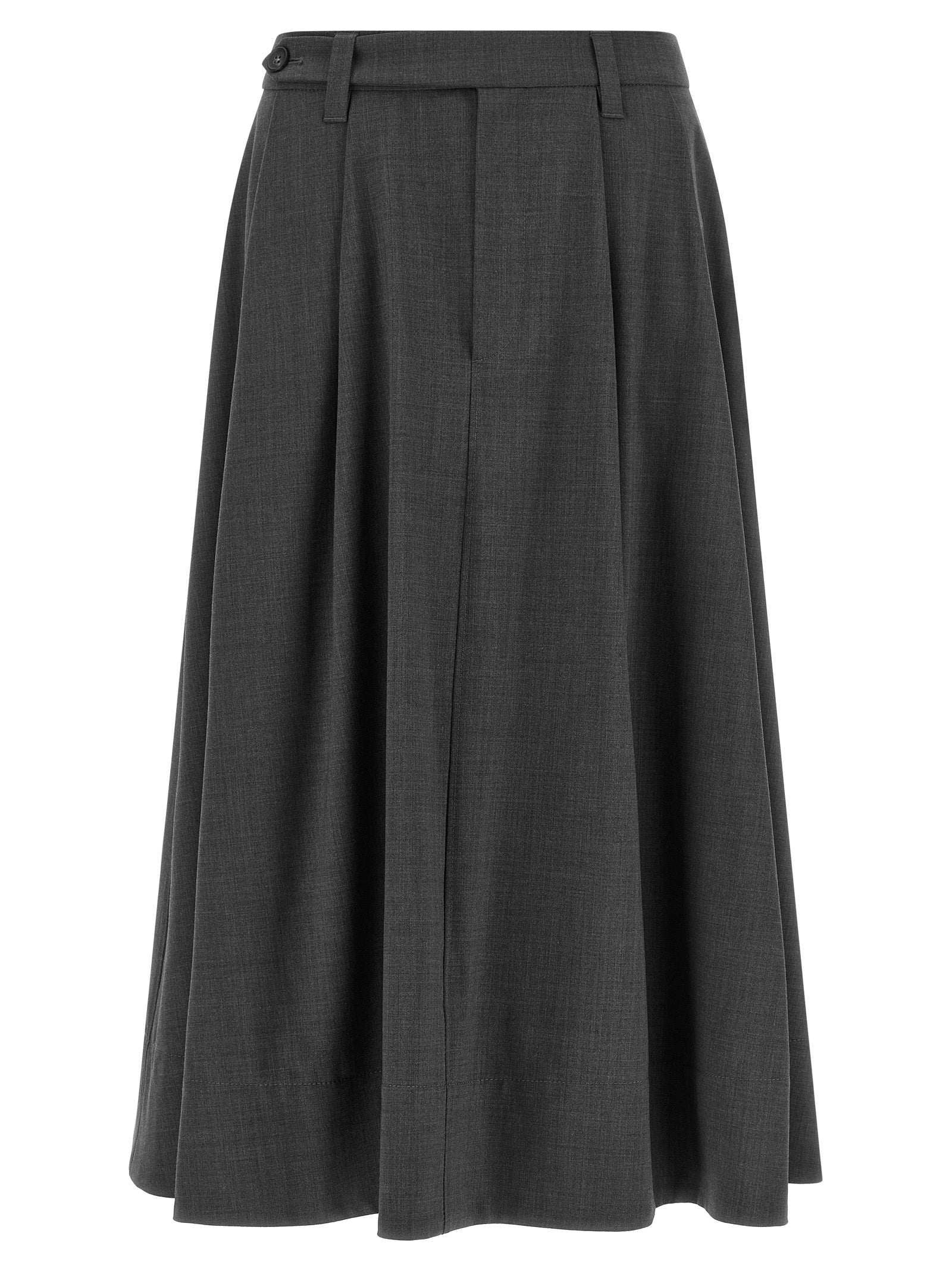 Brunello Cucinelli Gray Virgin Wool Midi Women's Skirt