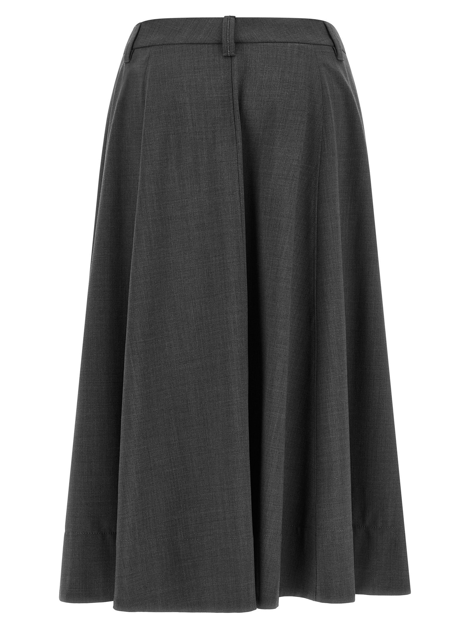 Brunello Cucinelli Gray Virgin Wool Midi Women's Skirt