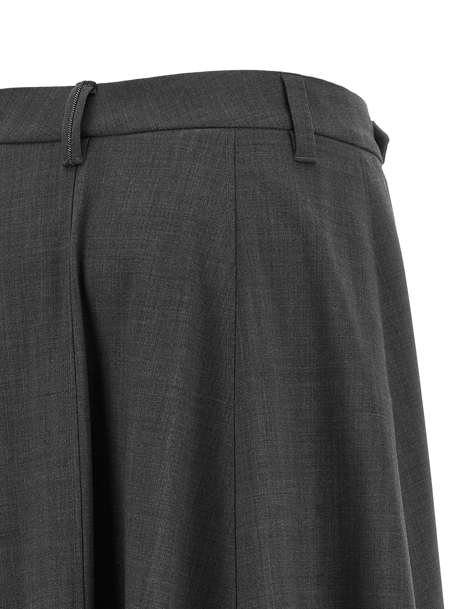 Brunello Cucinelli Gray Virgin Wool Midi Women's Skirt