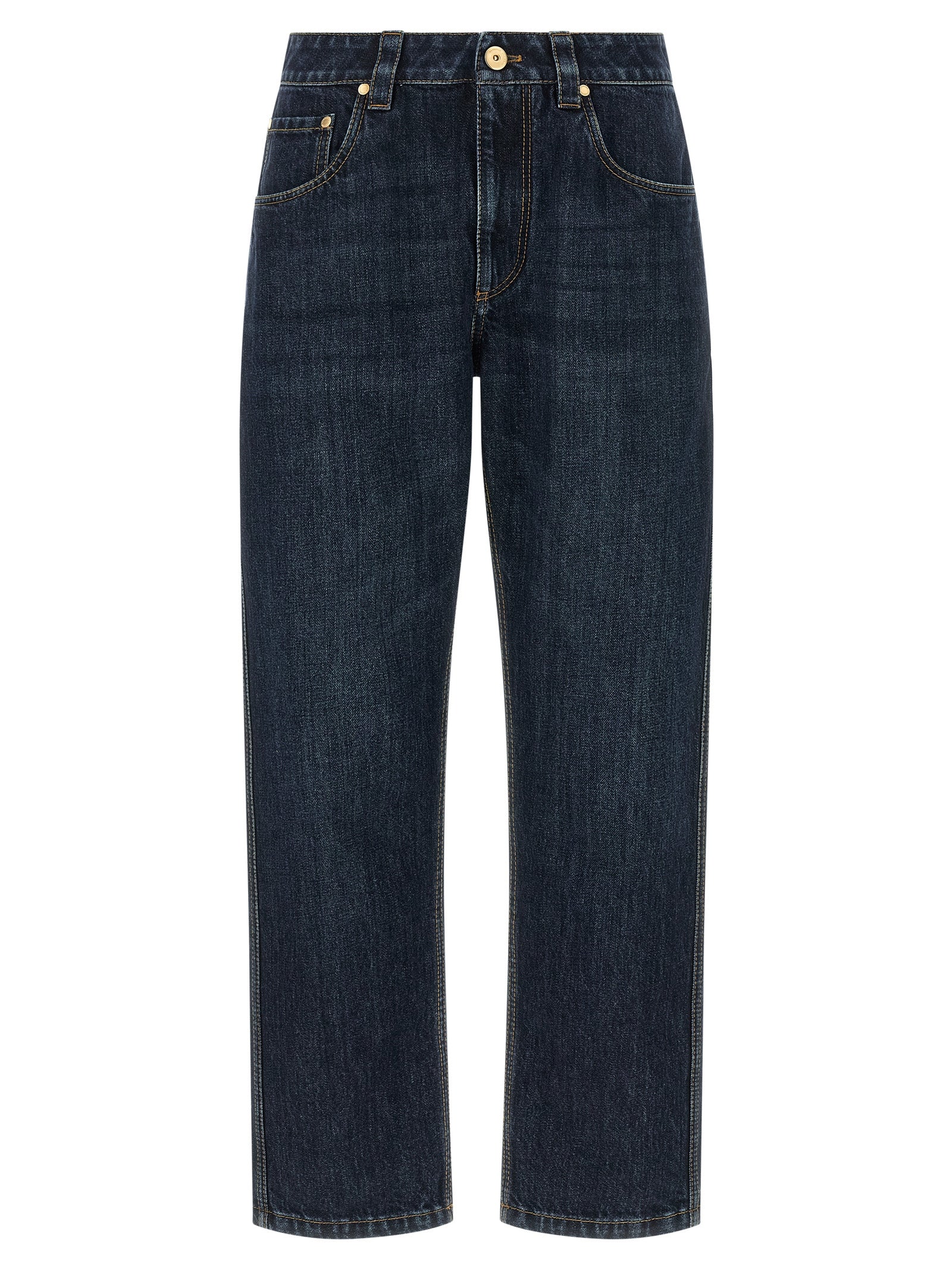 Brunello Cucinelli Blue Cotton Straight-Leg Women's Jeans