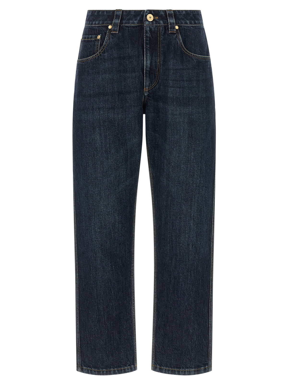 Brunello Cucinelli Blue Cotton Straight-Leg Women's Jeans