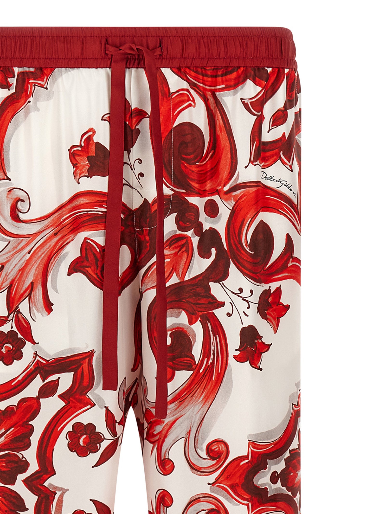 Dolce & Gabbana Red Silk Casual Men's Pants