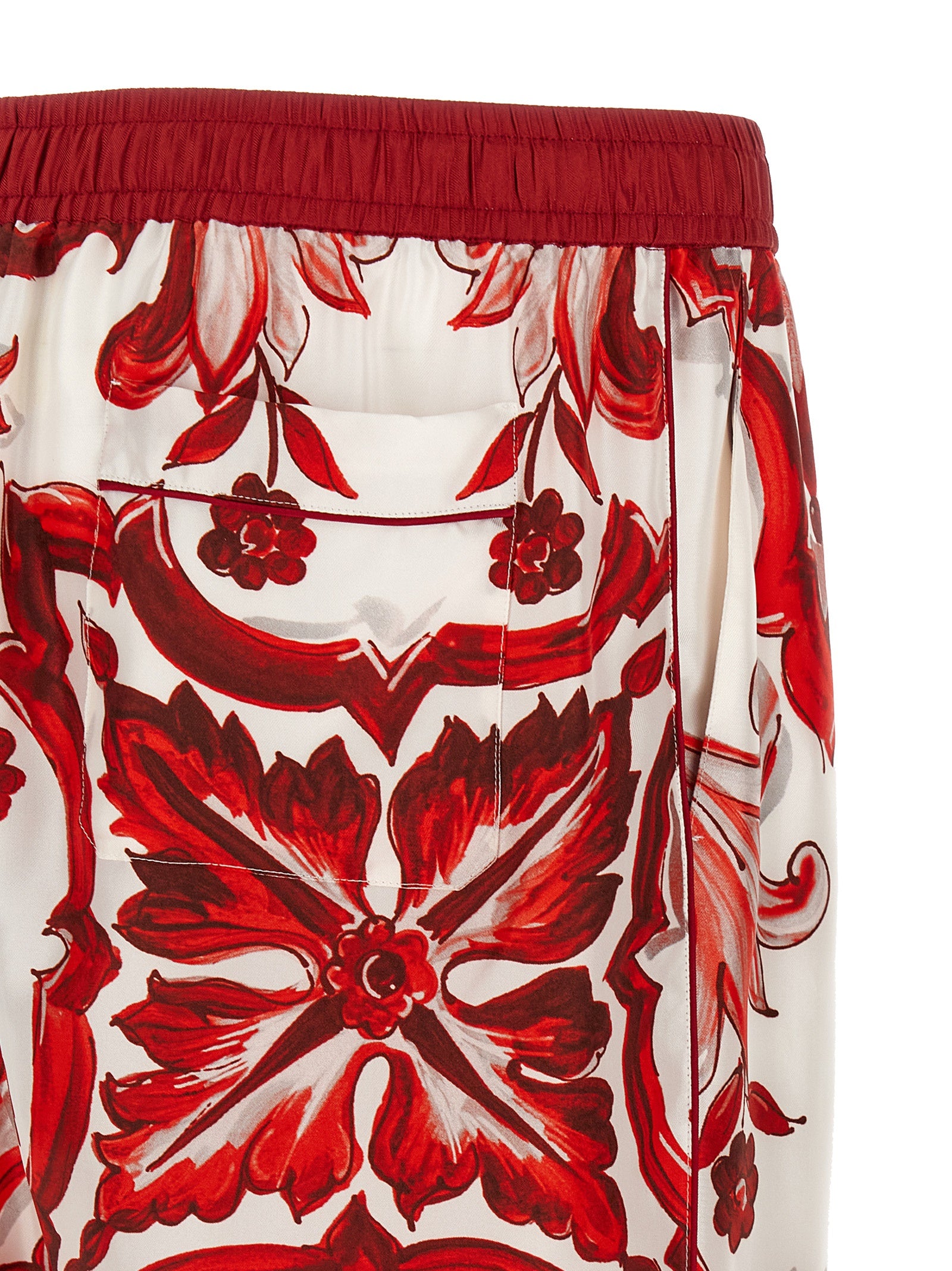 Dolce & Gabbana Red Silk Casual Men's Pants