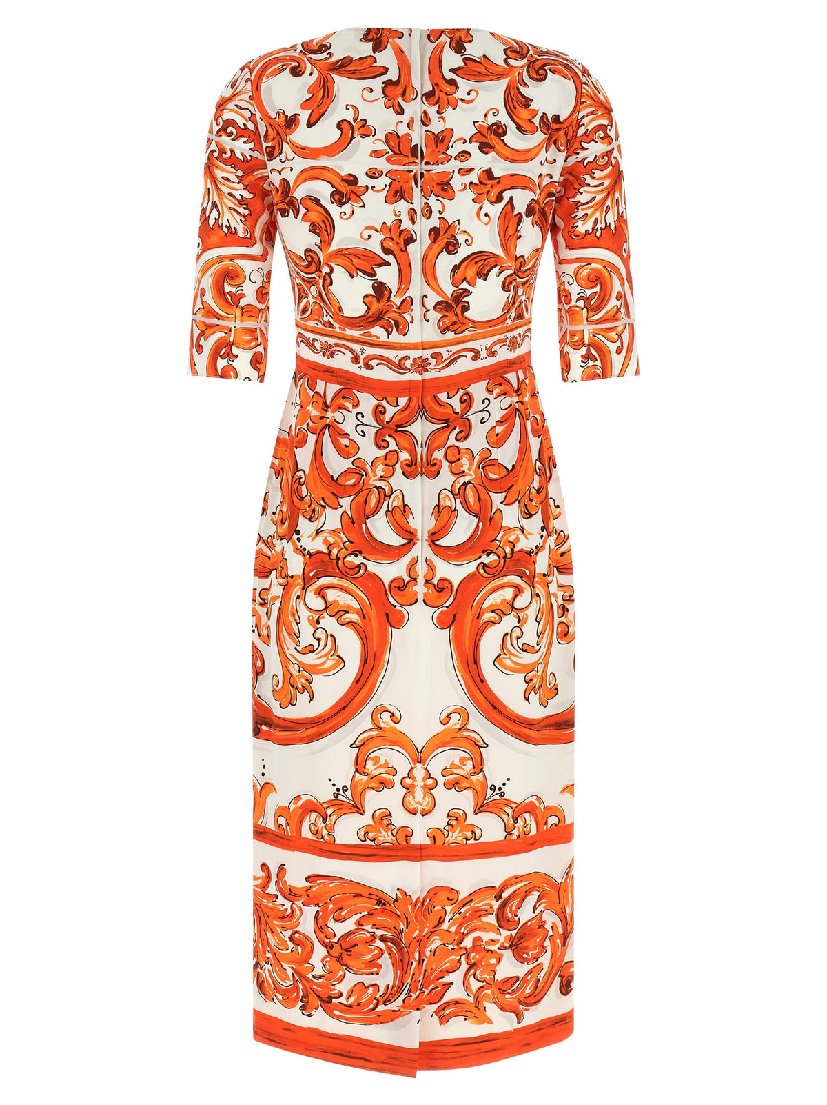 Dolce & Gabbana Orange Silk Midi Women's Dress
