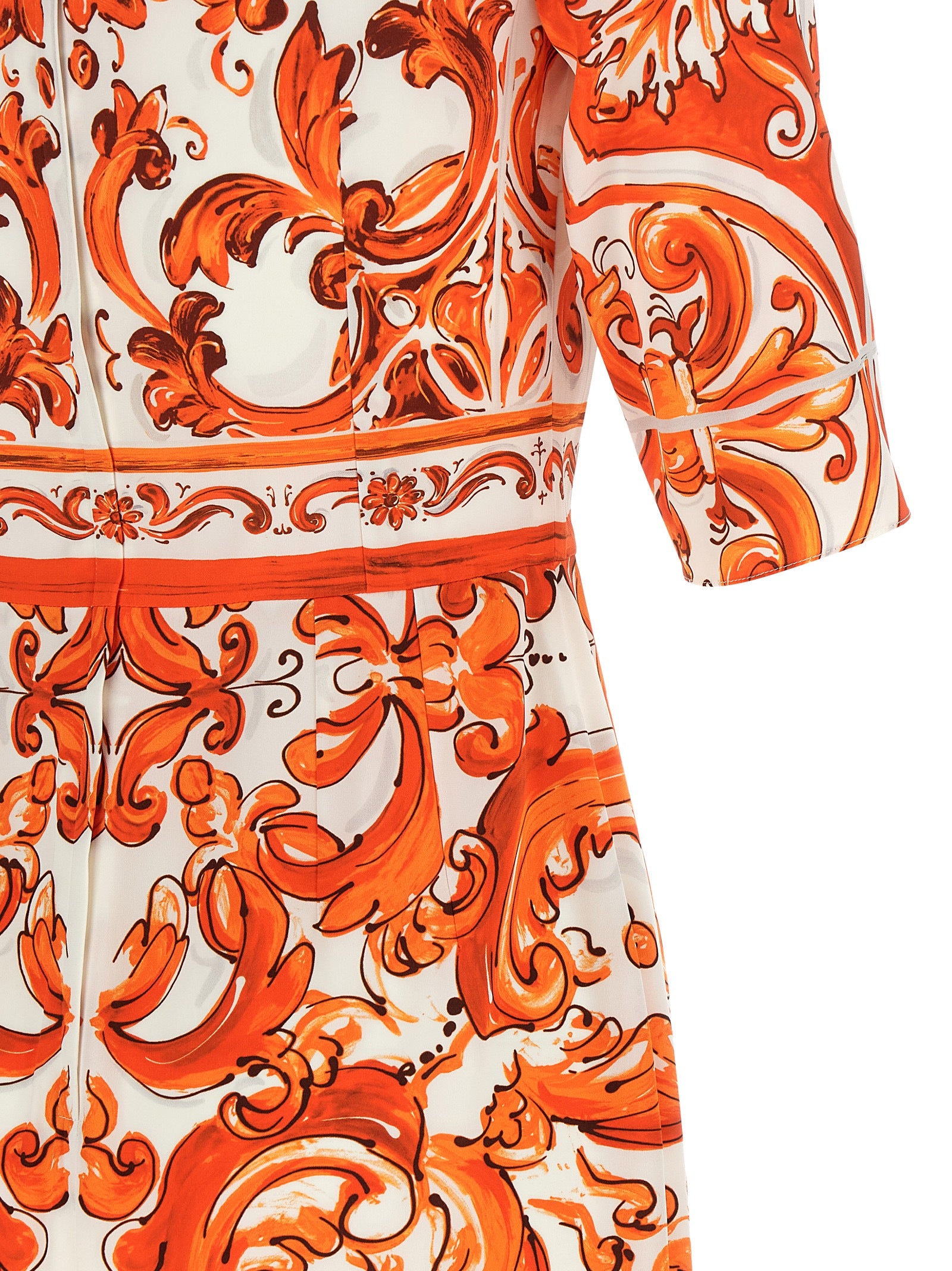 Dolce & Gabbana Orange Silk Midi Women's Dress