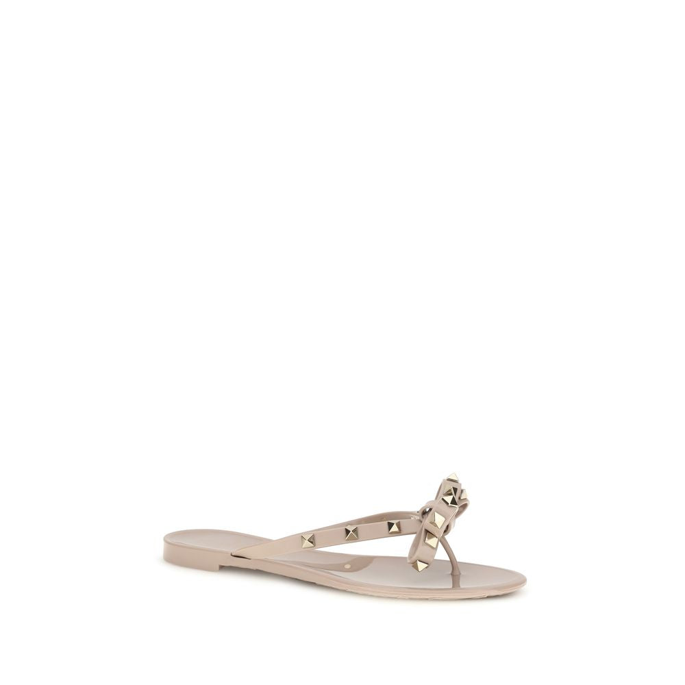 Valentino Garavani Beige Cotton Flip-Flop Women's Sandals