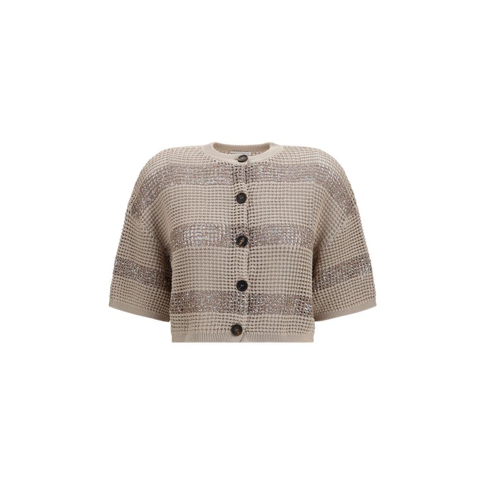 Brunello Cucinelli Beige Cotton Women's Cardigan