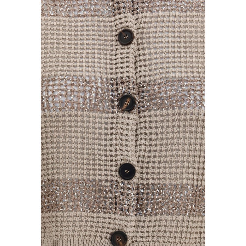 Brunello Cucinelli Beige Cotton Women's Cardigan