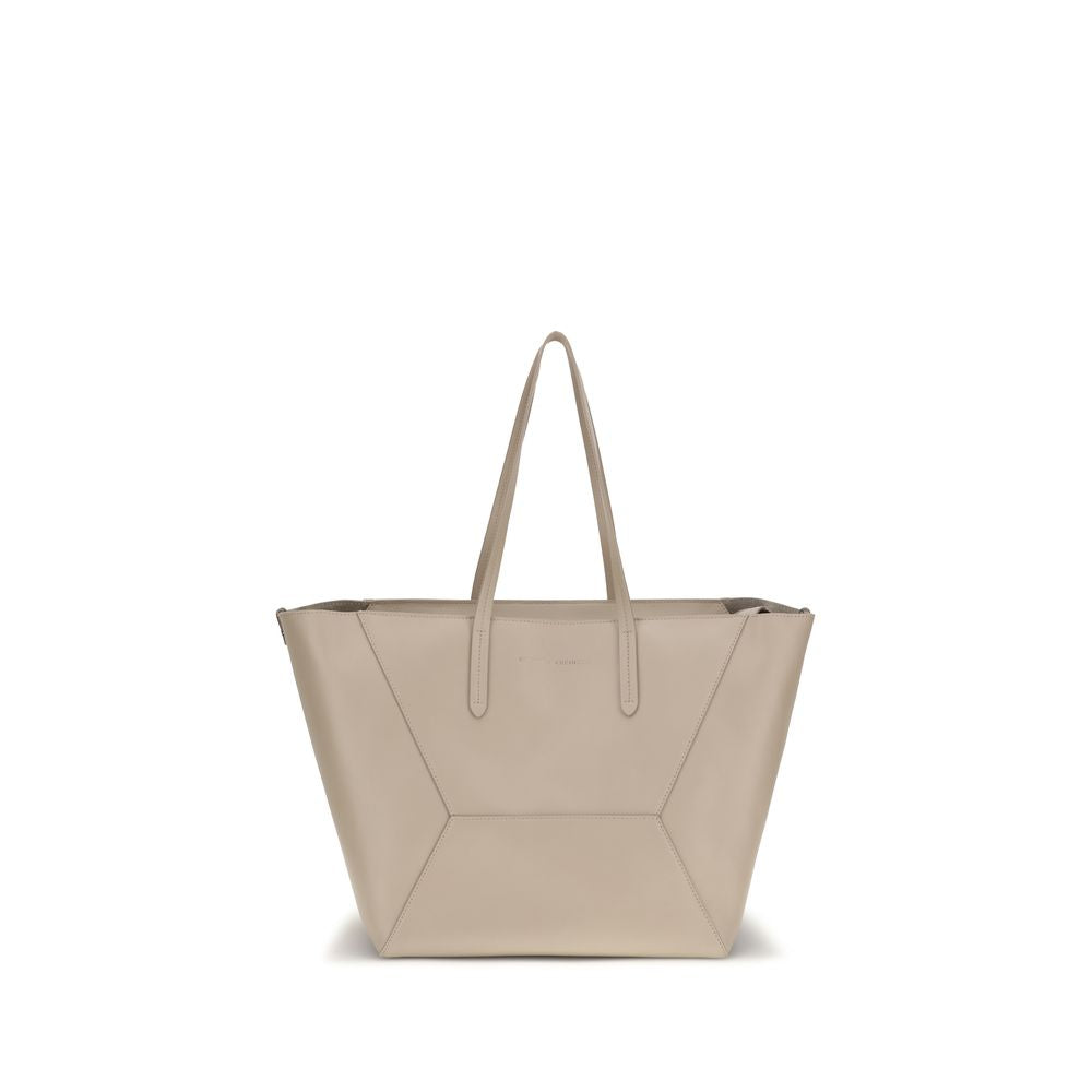 Brunello Cucinelli Beige Calf Leather Bos Taurus Shoulder Women's Bag