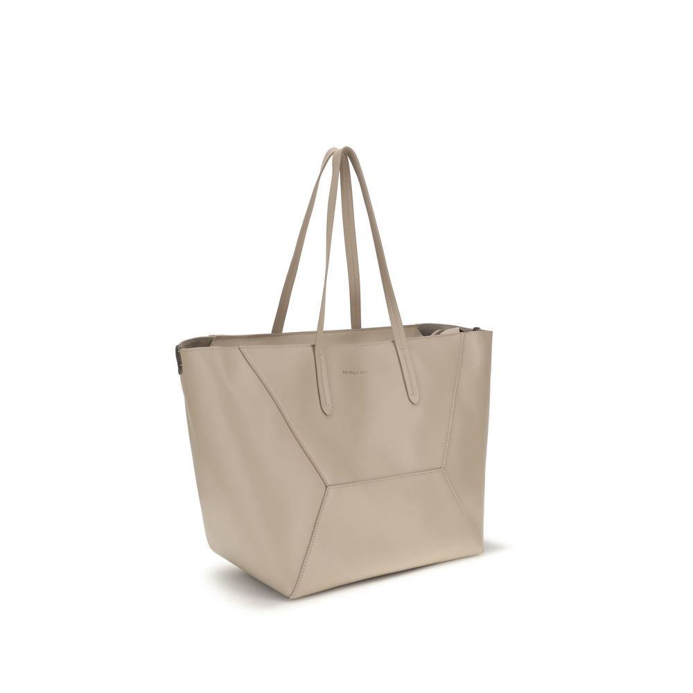 Brunello Cucinelli Beige Calf Leather Bos Taurus Shoulder Women's Bag