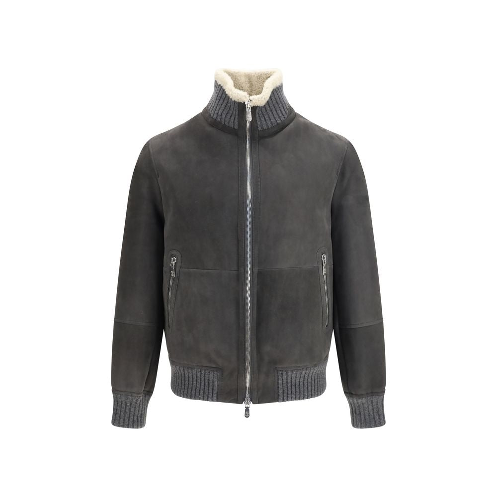 Brunello Cucinelli Gray Wool Oves Aries Full-Length Men's Jacket