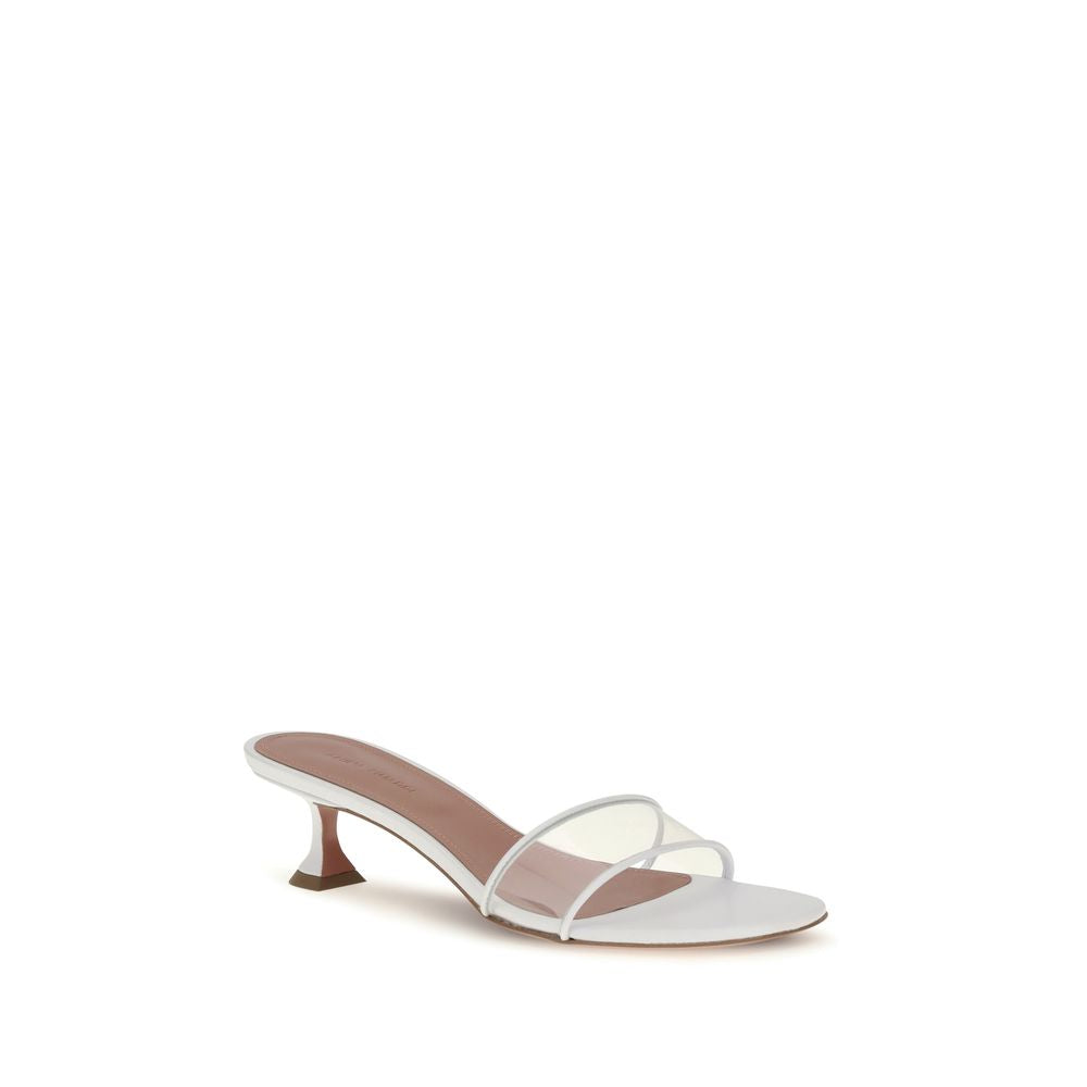 Amina Muaddi White Calf Leather Bos Taurus Women's Sandals