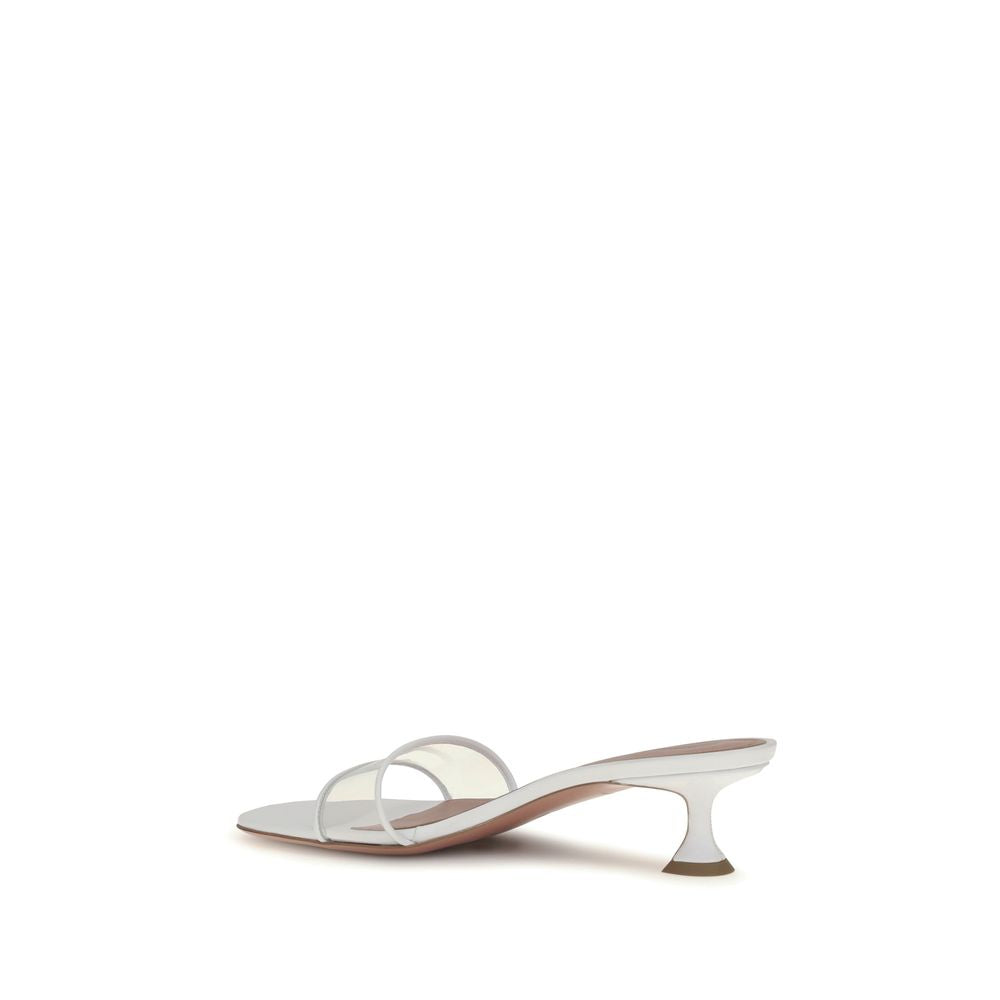 Amina Muaddi White Calf Leather Bos Taurus Women's Sandals
