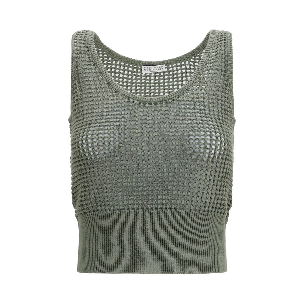 Brunello Cucinelli Bicolor Cotton Tank Women's Tops
