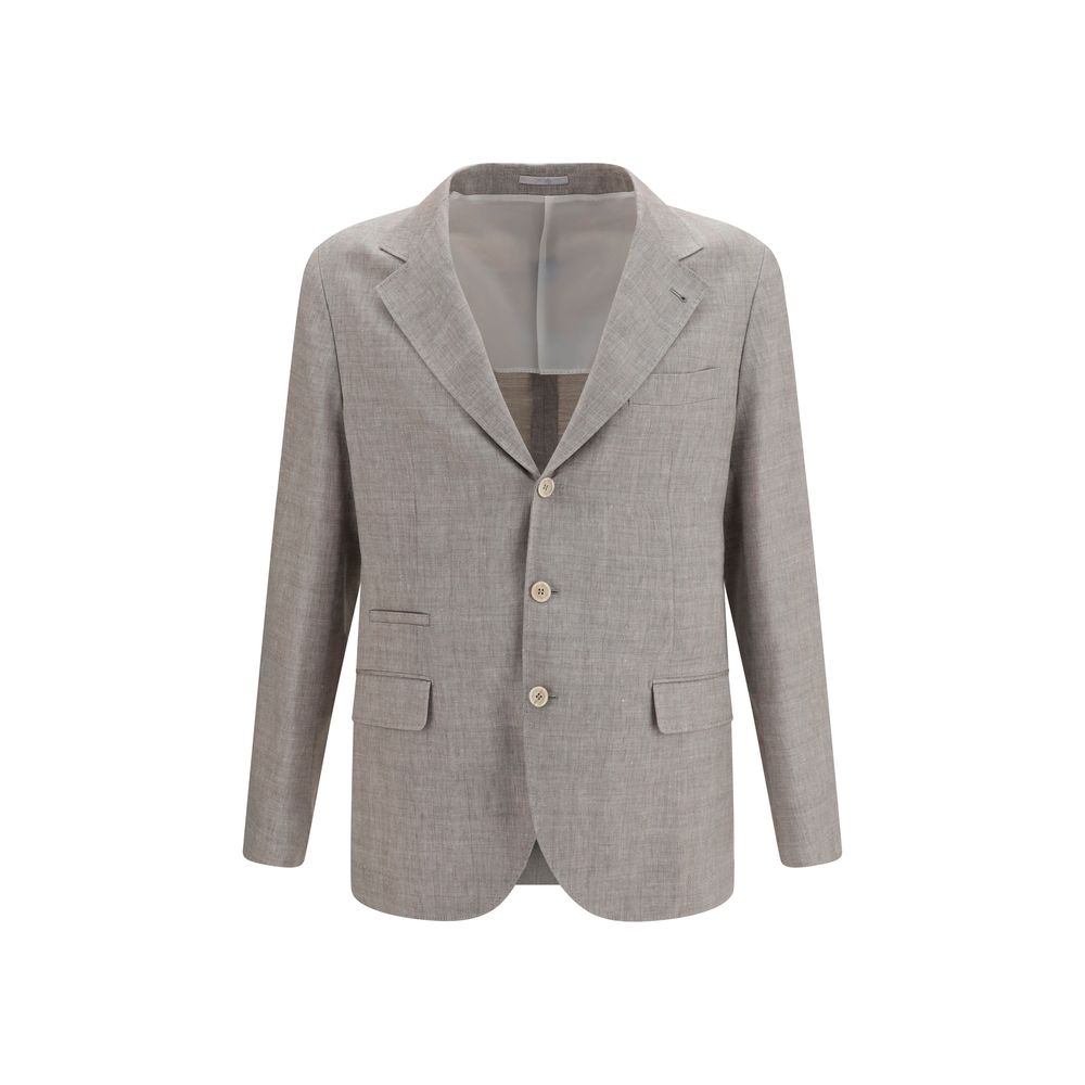 Brunello Cucinelli Beige Linen Full-Length Men's Jacket