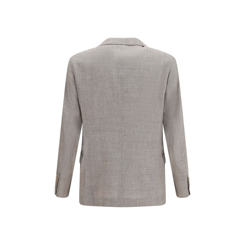 Brunello Cucinelli Beige Linen Full-Length Men's Jacket