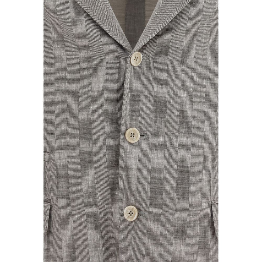 Brunello Cucinelli Beige Linen Full-Length Men's Jacket