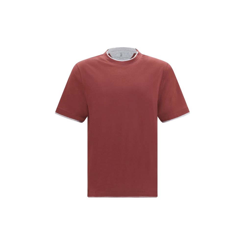 Brunello Cucinelli Bordeaux Cotton Men's T-Shirt