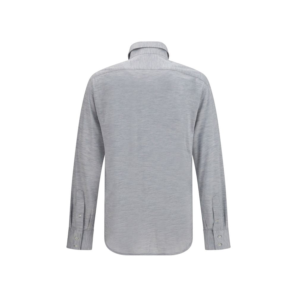 Brunello Cucinelli Gray Silk Dress Men's Shirt