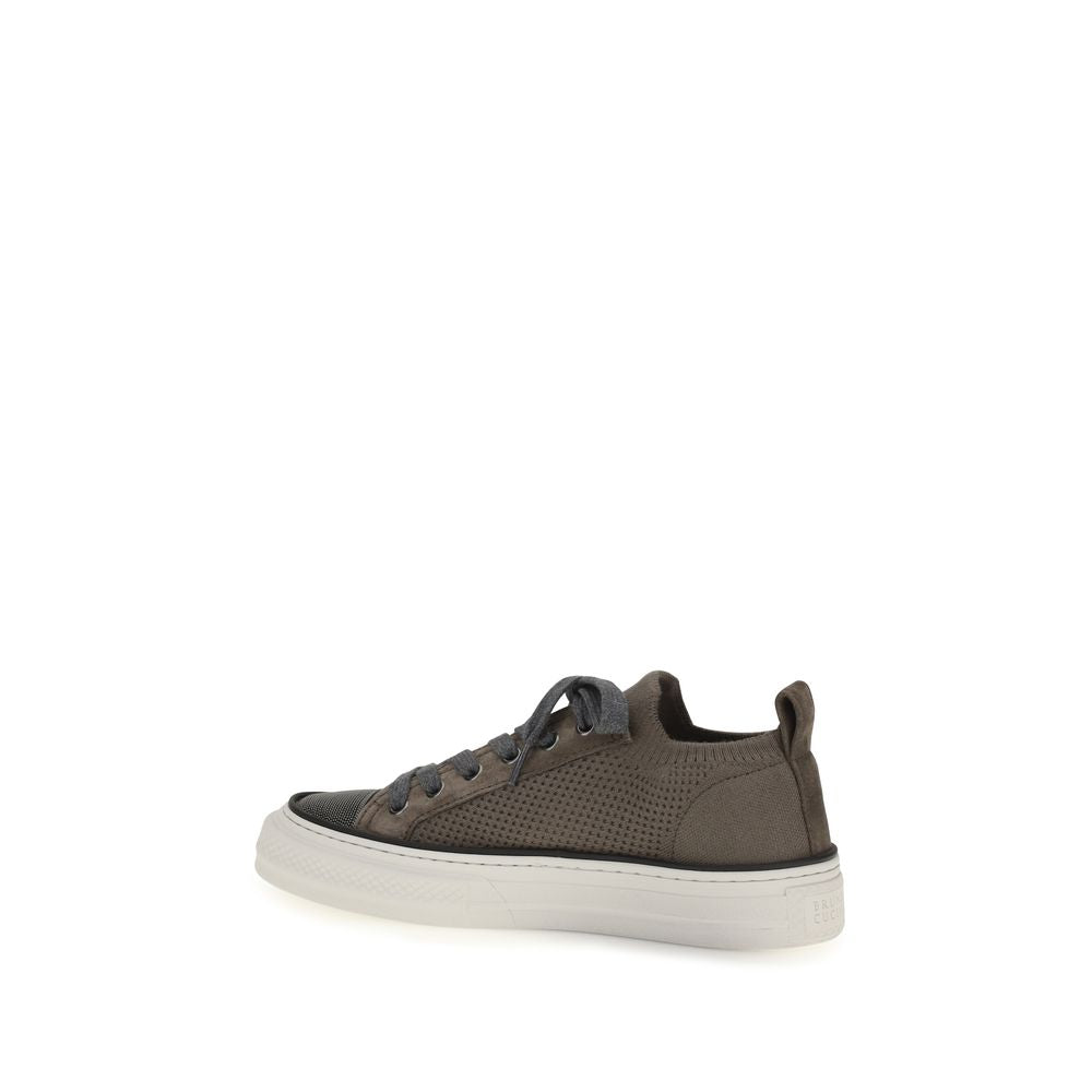 Brunello Cucinelli Brown Cotton Low Top Women's Sneakers