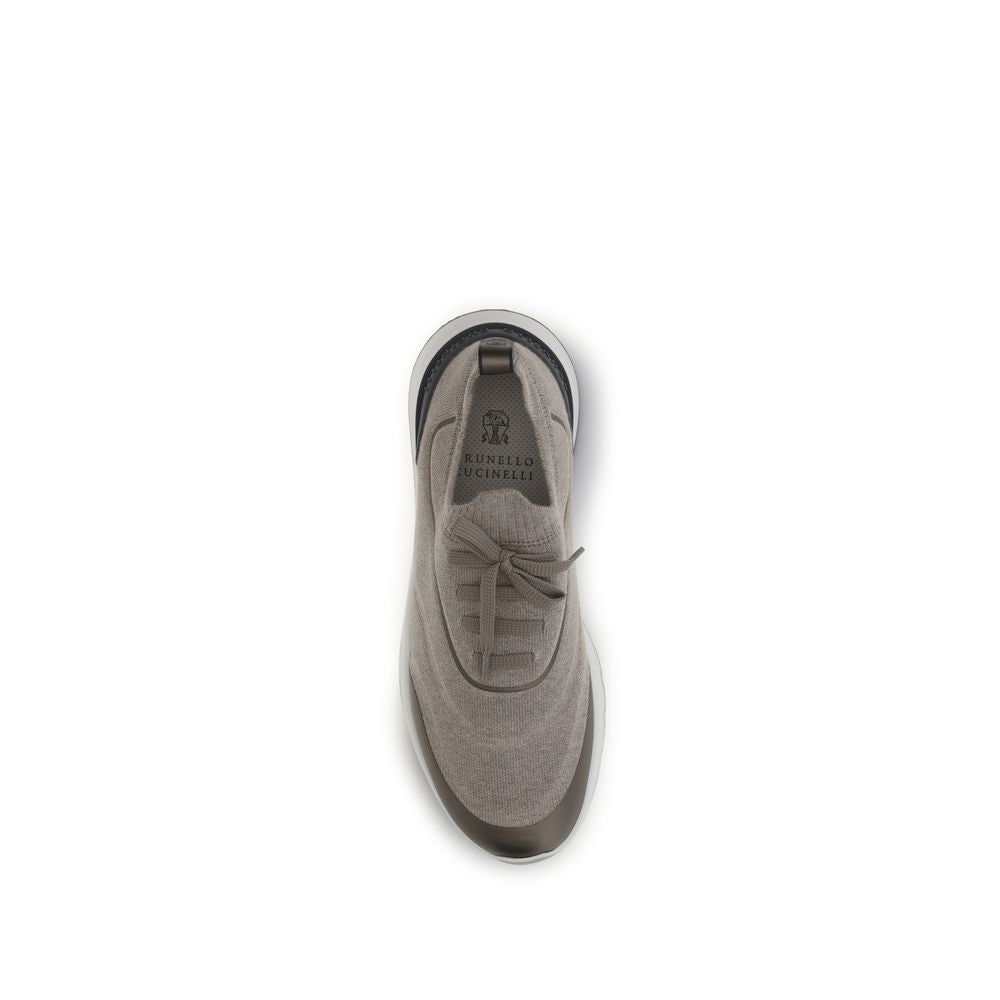 Brunello Cucinelli Brown Cotton Athletic Men's Sneakers