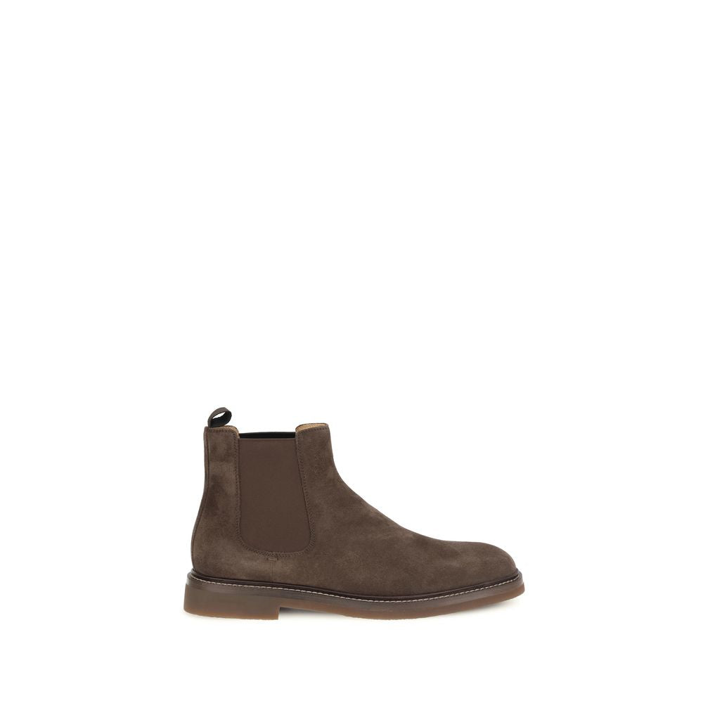 Brunello Cucinelli Brown Calf Leather Bos Taurus Chelsea Men's Boots
