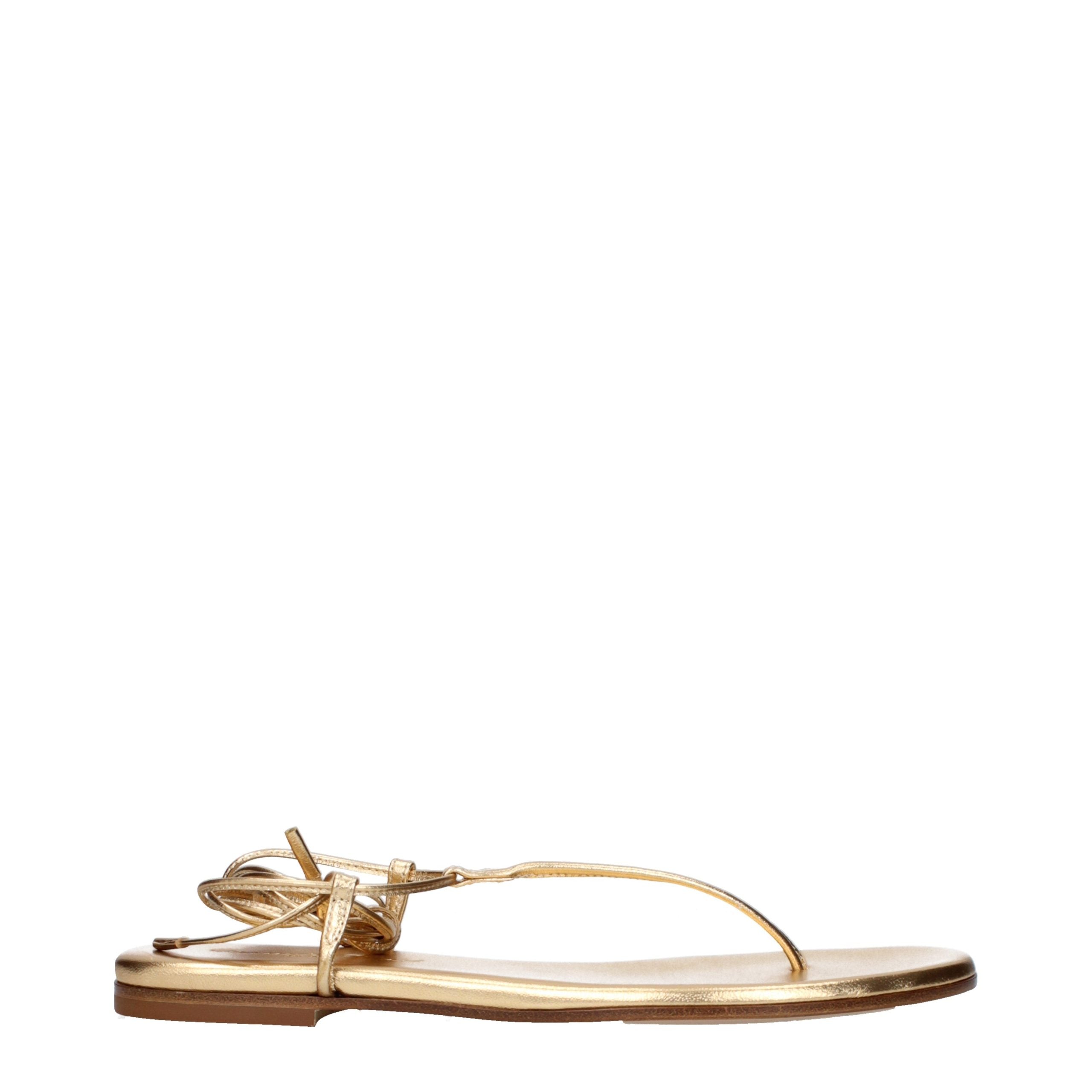Gianvito Rossi Gold Leather Flip-Flop Women's Sandals