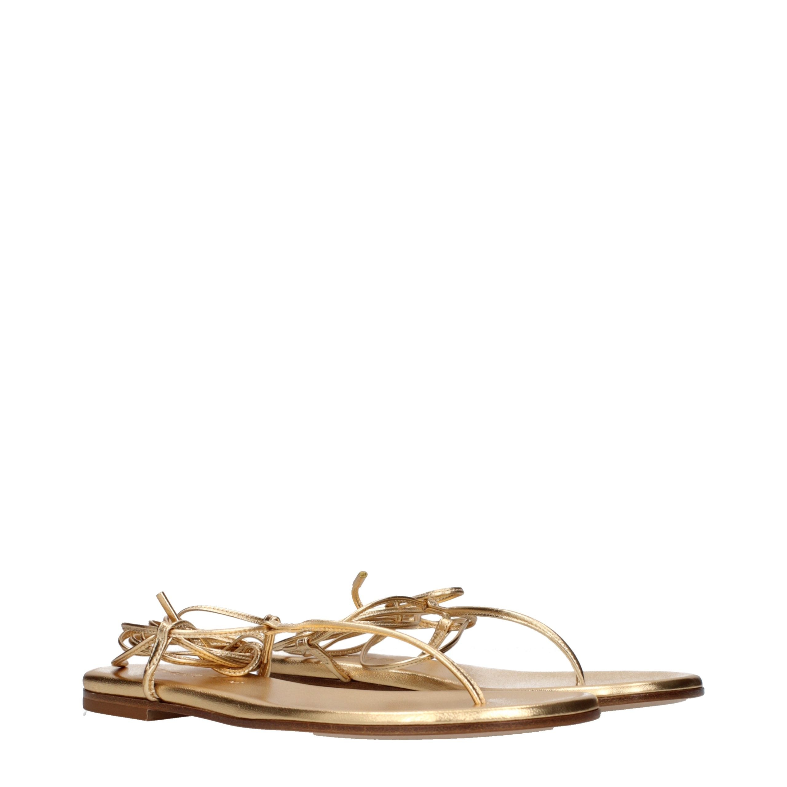 Gianvito Rossi Gold Leather Flip-Flop Women's Sandals