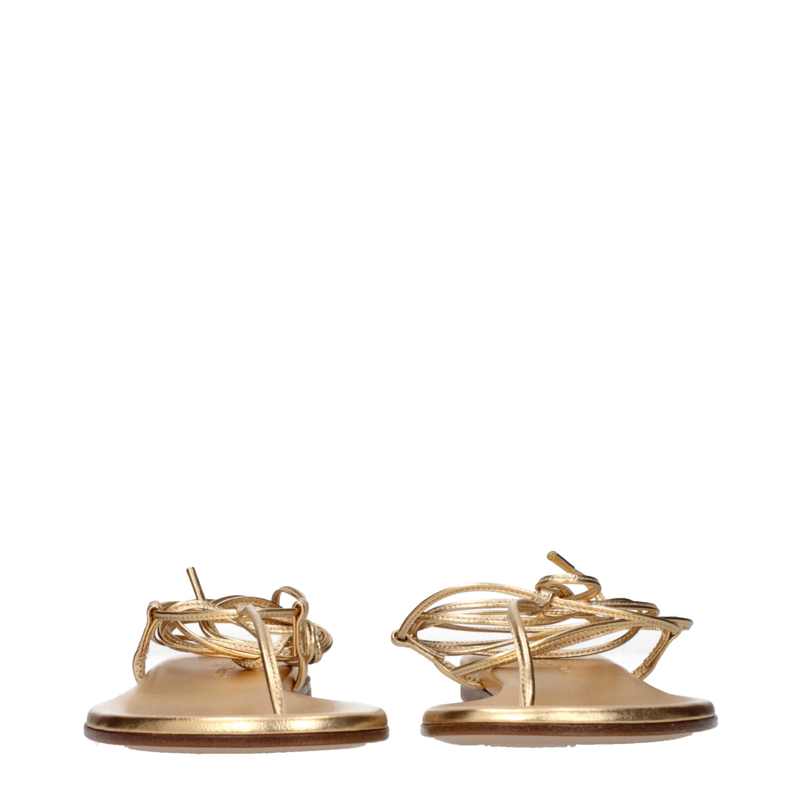 Gianvito Rossi Gold Leather Flip-Flop Women's Sandals