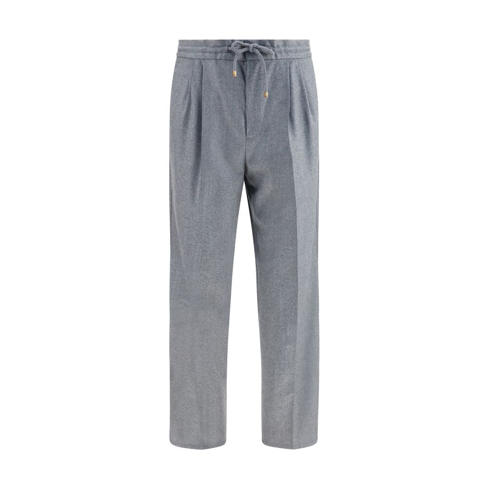 Brunello Cucinelli Gray Wool Oves Aries Casual Men's Pants
